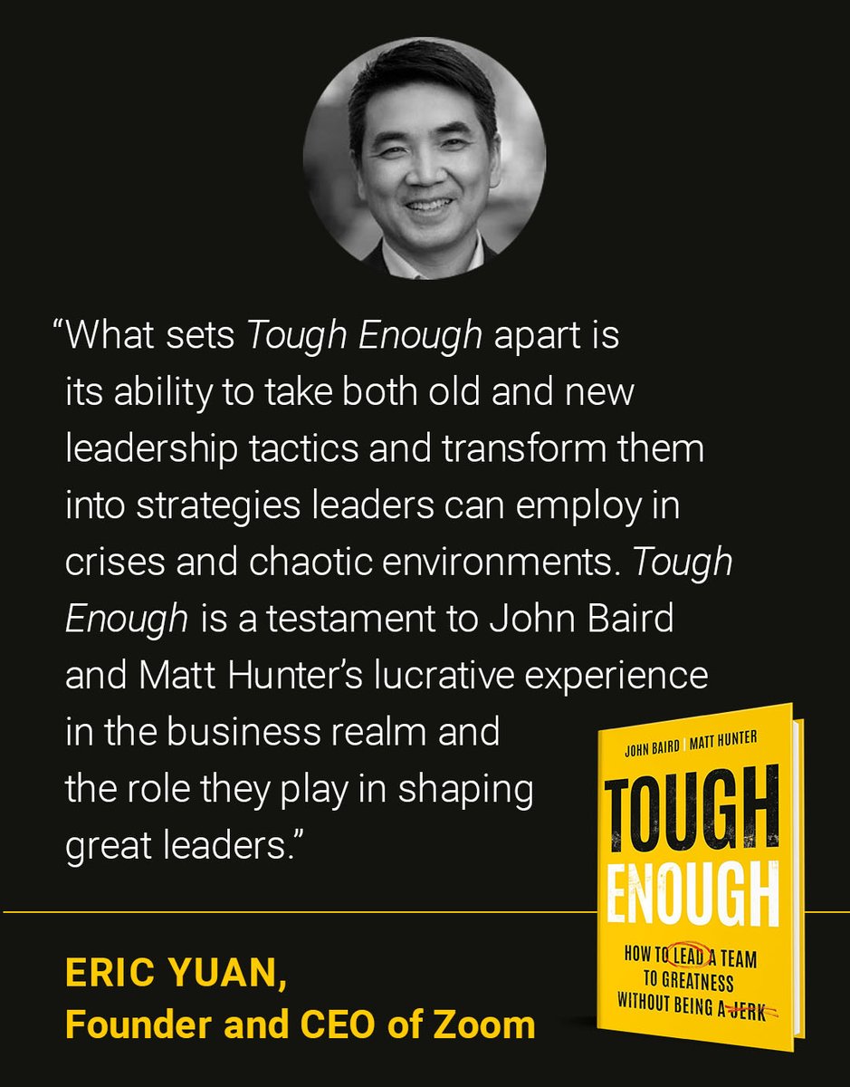 BasicVenture's tweet photo. Available now: TOUGH ENOUGH by John Baird and @MattHunterCoach!

From two experts on leadership, this is the no-nonsense guide for ambitious leaders to build great teams by embracing toughness—without sacrificing humanity. 

Learn more: https://t.co/u3yxMXazwz https://t.co/Bp38psW19M