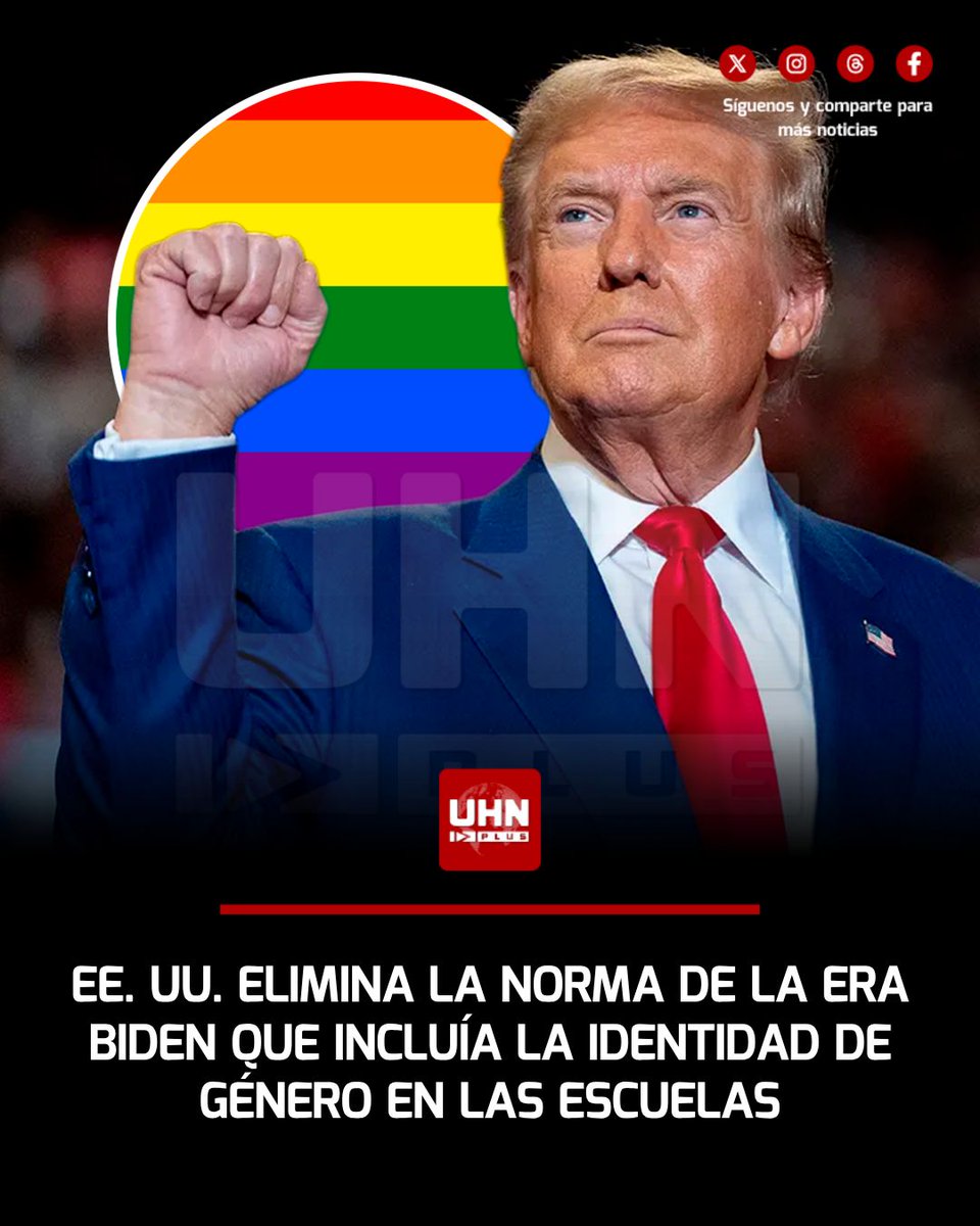UHN_Plus's tweet photo. 🇺🇸‼️ | El Gobierno estadounidense revocó formalmente las normas implementadas bajo la administración de Joe Biden que ampliaban el Título IX para incluir la orientación sexual y la identidad de género en las escuelas del país. La Secretaria de Educación, Linda McMahon, confirmó que la medida elimina del registro federal la normativa de 2024 para restablecer los lineamientos aprobados durante el primer mandato del Presidente Donald Trump.