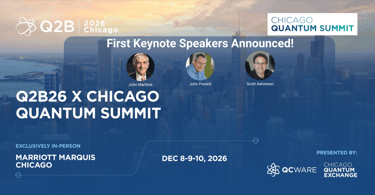 QCWare's tweet photo. Three of the most respected voices in quantum computing and information science will be delivering keynotes at this year’s summit in Chicago!

Reserve your spot today and join the conversation
https://t.co/mPhGqqryti https://t.co/9MzVPo7j7A