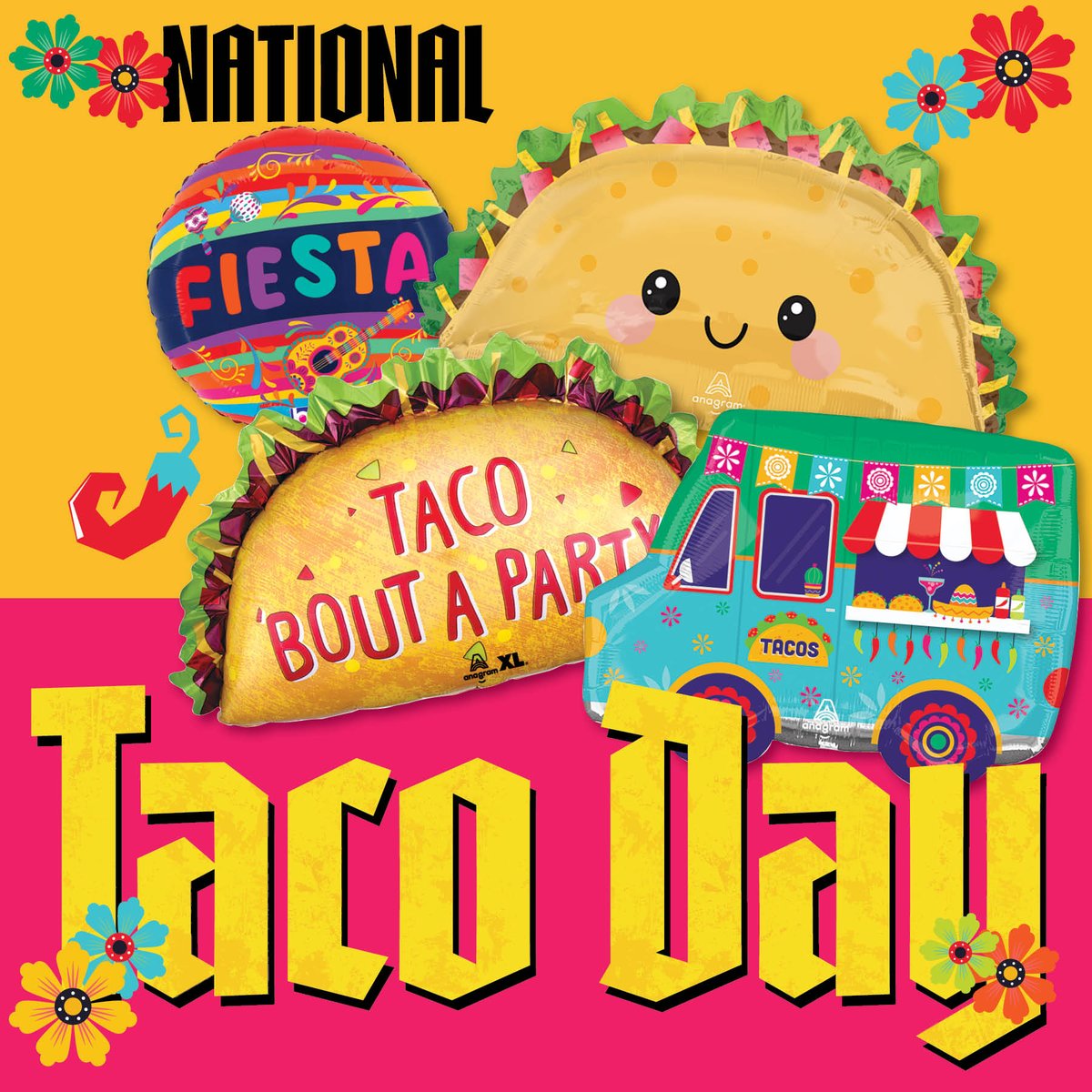 balloonscom's tweet photo. Every day is a good day for tacos—but October 6th is officially the best! Happy National Taco Day! 🌮❤️

#NationalTacoDay #TacoTuesday #balloon

https://t.co/zXPufanYTZ https://t.co/STFHf63XFk