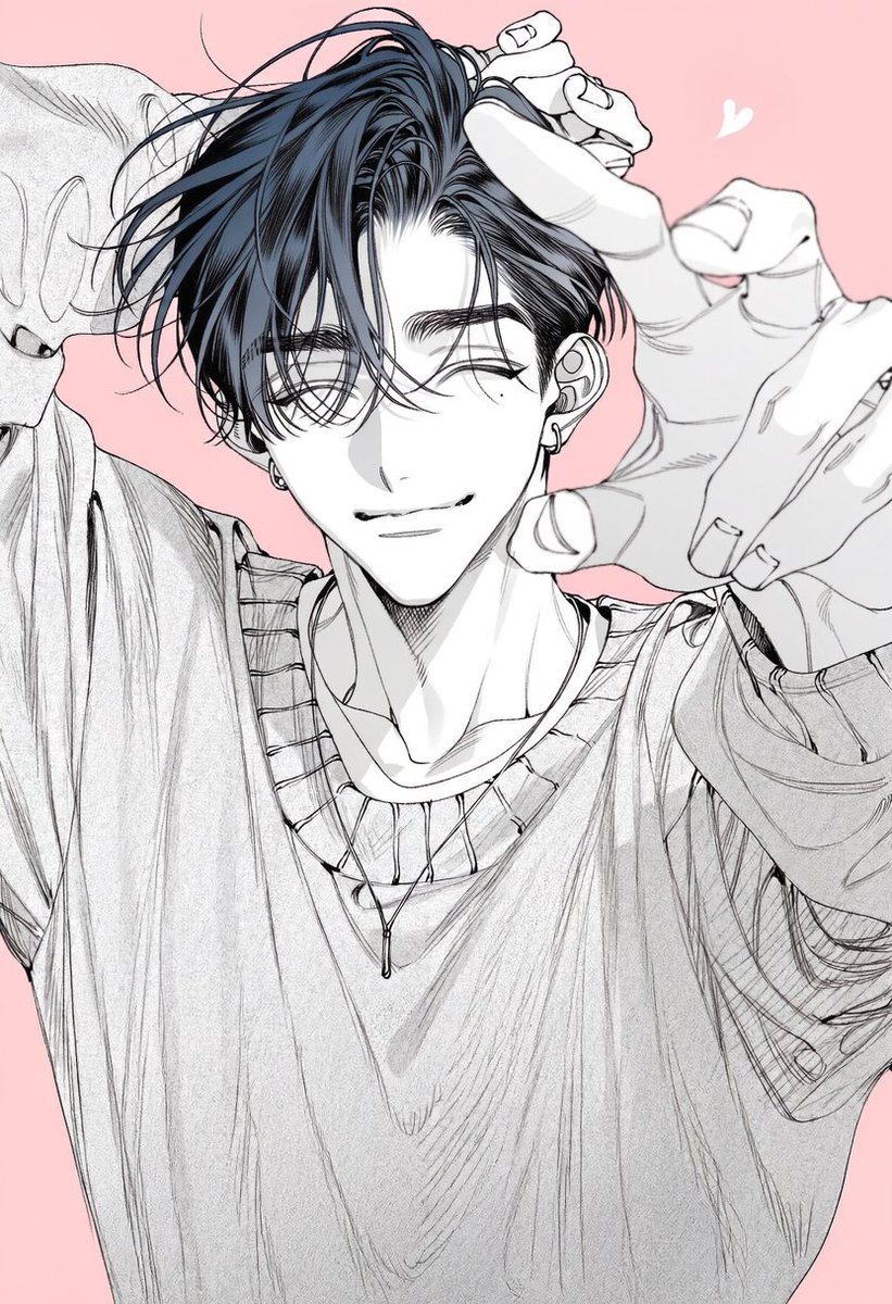 Un_jin_OAOa's tweet photo. 머리 쓰다듬어줄게 Prompt

leaning slightly toward the viewer, gentle affectionate smile, warm inviting gaze,

one arm reaching directly toward the viewer, hand extended close to the camera, palm facing downward, fingers relaxed and slightly curved, hand hovering just above the viewer's head, about to gently pat their head,

clear head-patting gesture, playful caring expression,

other arm raised casually behind the head, relaxed comfortable posture,

cozy oversized knit sweater, loose sleeves, simple pendant necklace,

POV interaction, viewer perspective, strong hand foreshortening, reaching hand large in the foreground, face clearly visible behind the hand,

chest up composition, character leaning toward the camera,

simple soft pink background, small decorative hearts,

cozy affectionate atmosphere,