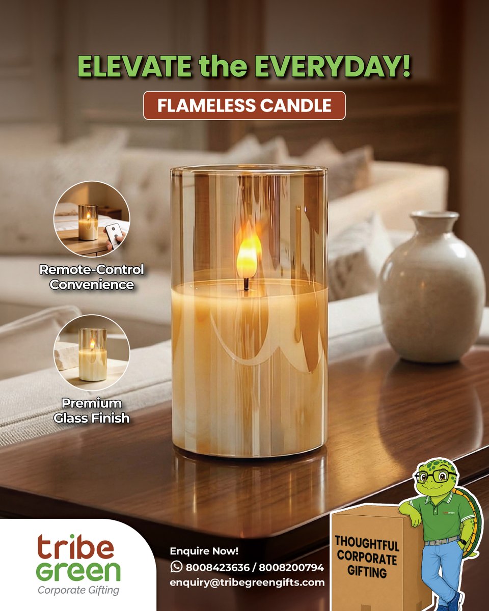 TribeGreenGifts's tweet photo. The perfect addition to any living space π‘, this flameless candle π―οΈ makes a great gift to stock up on for your festive corporate gifting needs πβ¨.
#TribegreenGifts #FestiveGifting #EmployeeGifting #FlamelessCandle #DiwaliGifting #HomeDecorGifts #PremiumGifting #LuxuryGift https://t.co/MlWZTJQCji