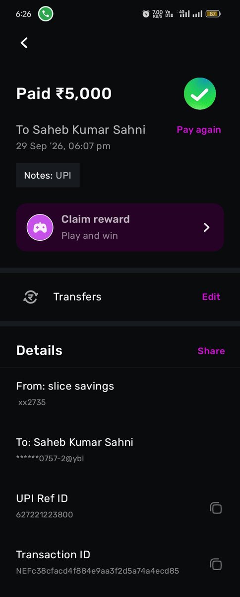 KumarSarthak3's tweet photo. Dear @NPCI_NPCI @RBI  look into the matter its urgent my friend has been wrong upi transaction to another person Details Below 
Name - Tarun Kirti
Amount - 20000 + 5000
And also screenshot attached for your reference.
Contact No - 9507399515
Kindly look into immediately https://t.co/8MzZudg2qD