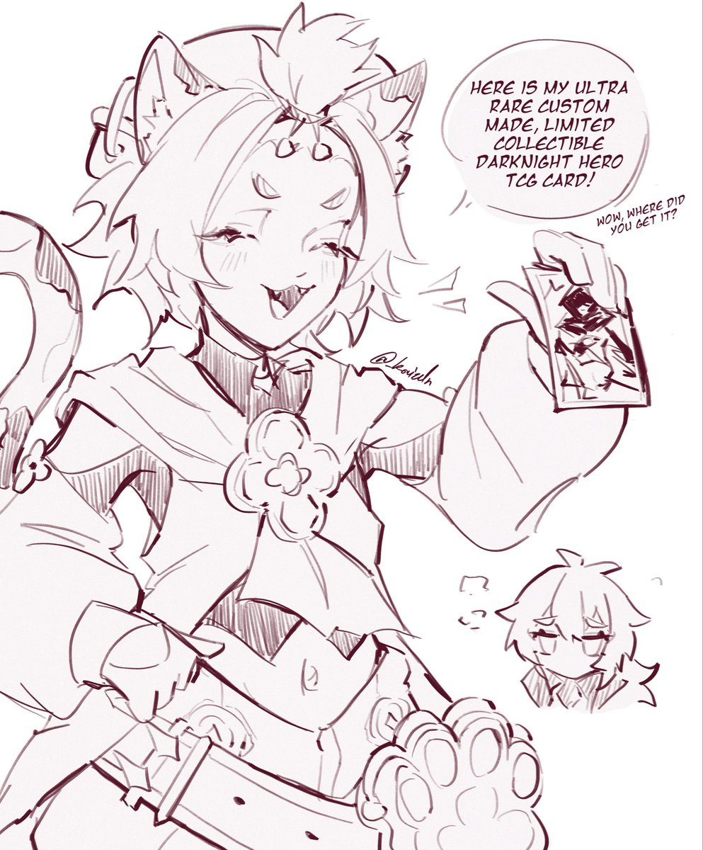 _kaizeln's tweet photo. one of my favourite headcanons about diona and dilucs relationship is her despising diluc but idolizing darknight hero https://t.co/bUfsr31L6w
