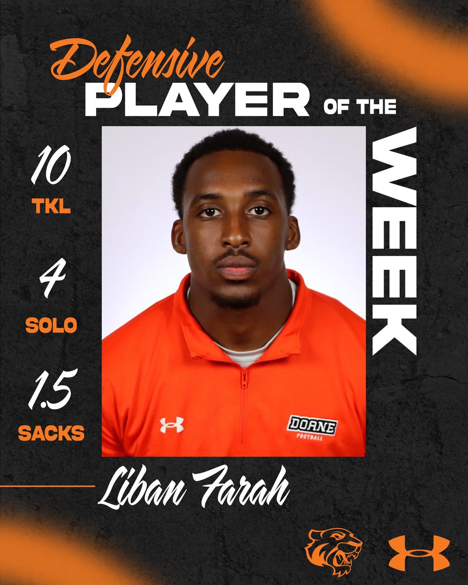 DoaneFootball's tweet photo. This past weekend Players of the Week from the Home Opener against Waldorf 
Offensive POW: Trent Depompa
Defensive POW: Liban Farah
Special Teams POW: Cruz Holmes https://t.co/LpbBzGt5rU