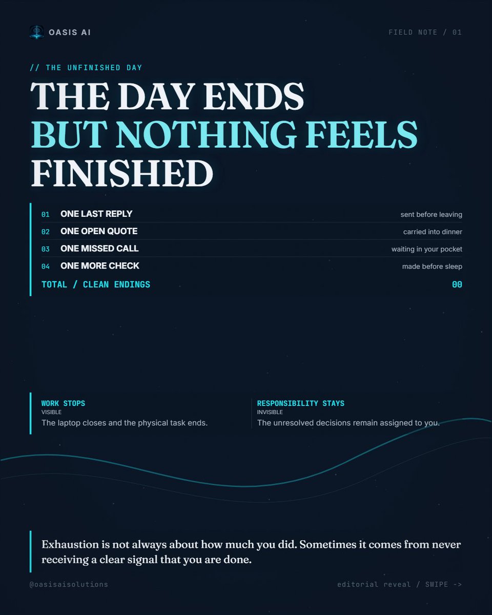 Conaugh90210's tweet photo. Some owners finish the workday without ever reaching a clean stopping point. The deeper issue is often a business with no reliable way to close its own loops. OASIS maps and rebuilds those systems at https://t.co/IFE1N3jDBn.

#automation #businessowner #aiautomation https://t.co/yl813cecvM