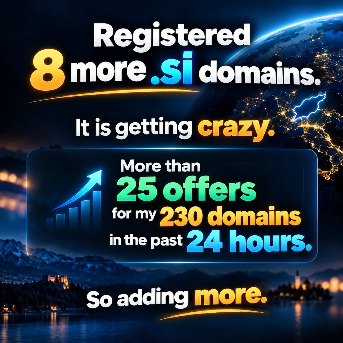 senthilrajendrn's tweet photo. Registered 8 more .si domains today. 😅
This is getting crazy.
More than 25 offers on my 230 .si domains in the past 24 hours alone.
So… I’m adding more. 🚀
The .si wave is getting interesting.
#domains #dotsi #domaininvesting #superintelligence https://t.co/PQ3layldQZ