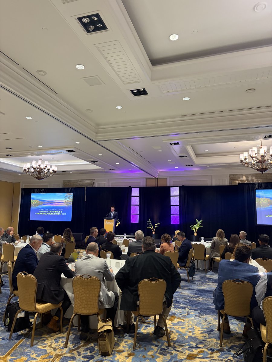 OntConstSec's tweet photo. The formal part of the OCS Annual Conference & Labour Relations Forum is officially underway! 🎤

Brian Barron welcomes everyone and kicks things off before we dive into today’s Labour Relations session with Gary Furlong.

Looking forward to a great day of learning, conversation and connection!