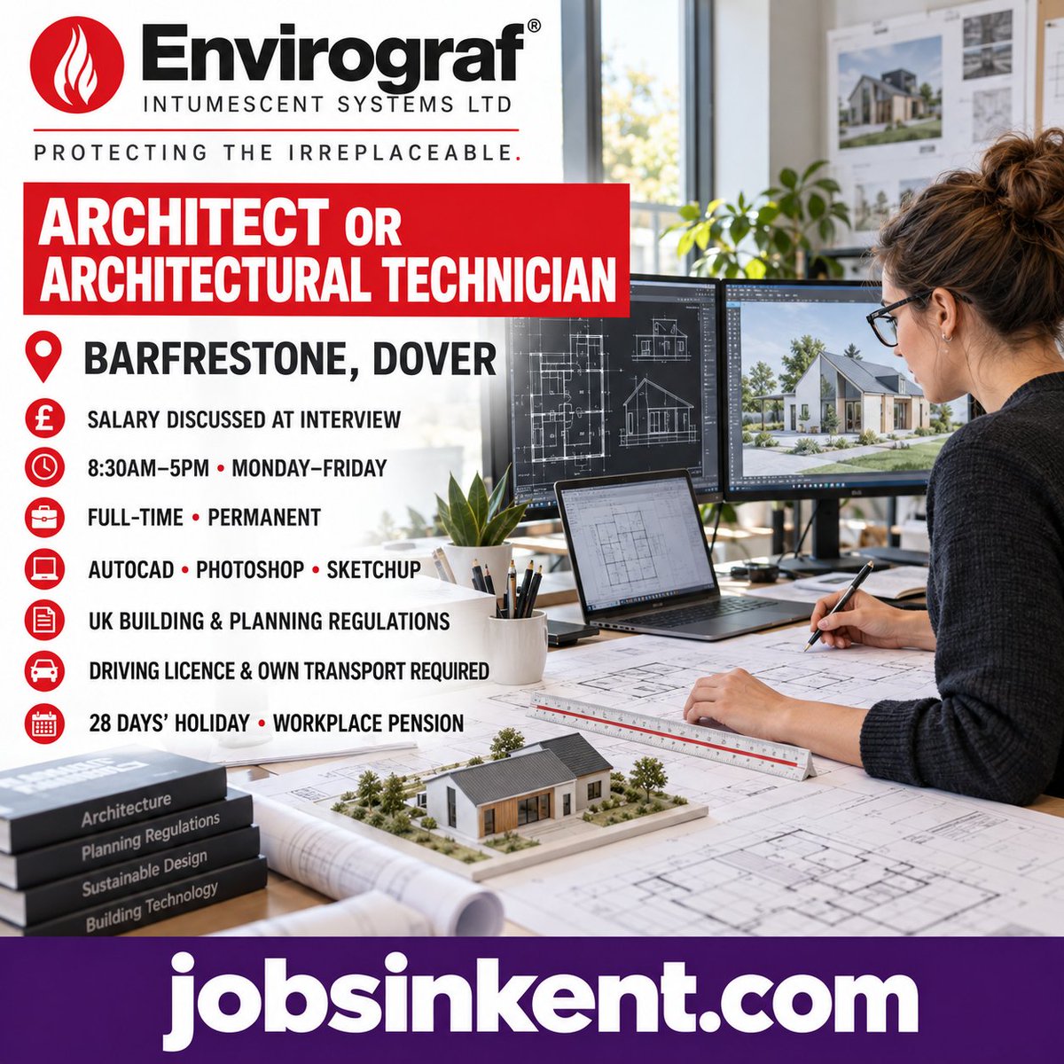 JobsInKentcom's tweet photo. Architect/Architectural Technician

📍 Barfrestone, Dover
🕣 Mon–Fri, 8:30am–5pm
📄 Permanent

AutoCAD, Photoshop, SketchUp and UK regulations knowledge required. Own transport essential.

Apply: https://t.co/M3fXfKaXJ2

#KentJobs https://t.co/r2z3t39yFb