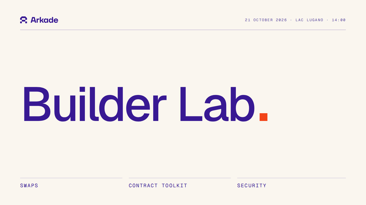 arkade_os's tweet photo. On October 21 in Lugano, we're opening the hood.

Arkade has changed a lot under the surface lately. At Builder Lab you'll see what's ready, how it fits together, and what's next.

Building on Bitcoin is getting fun again. Come see for yourself 👾

https://t.co/vDOIBZJZhd https://t.co/pS0U207XuK