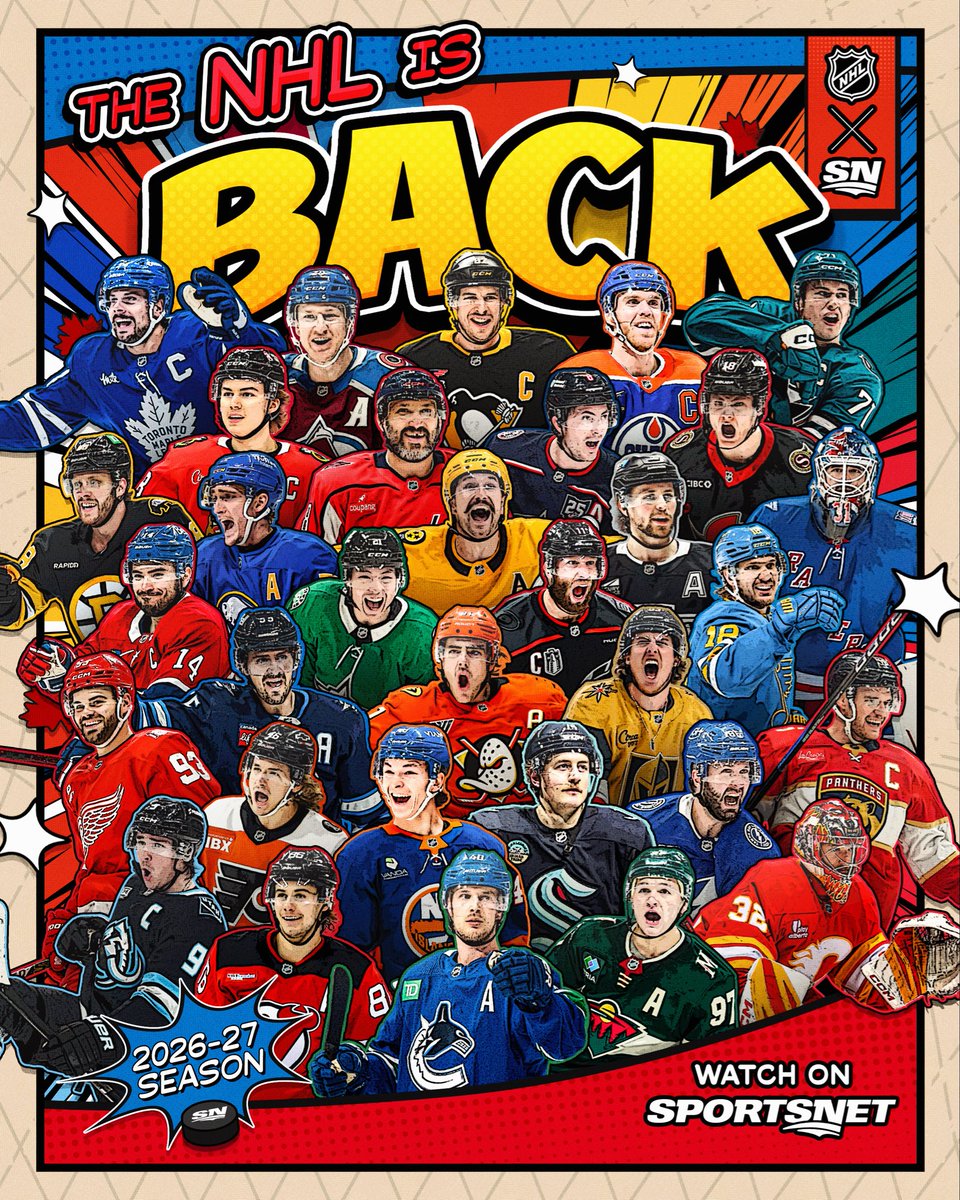 Sportsnet's tweet photo. TELL A FRIEND TO TELL A FRIEND THAT THE NHL IS BACK 🤩

Watch all season long on Sportsnet 🏒 https://t.co/FR9tIH3z0o