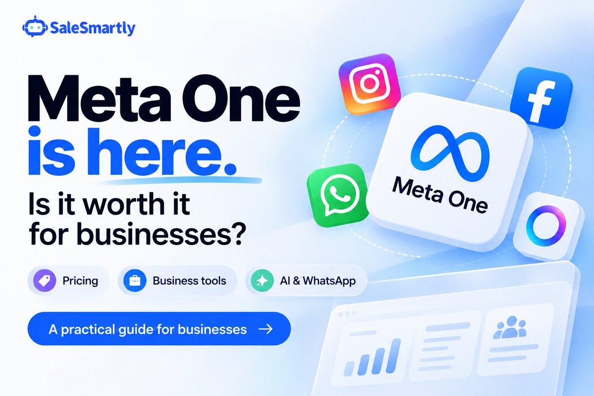 SaleSmartly_EN's tweet photo. Meta One is here — but what does it mean for businesses?
What’s included, how do the plans differ, and is it worth subscribing?
https://t.co/8HQX5pg0SH
#MetaOne #WhatsAppBusiness #MetaAI #SaleSmartly#Meta #WhatsApp #Instagram #Facebook https://t.co/cUZ2lOFylp