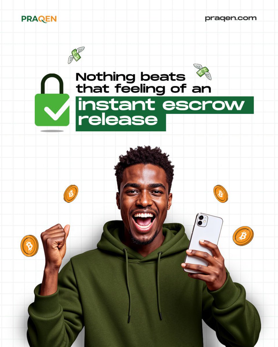 praqenapp's tweet photo. That JOY when you see "Escrow Released" INSTANTLY! 🔓😂

Your funds are secured. No stories. No delay.

On PRAQEN, once you confirm, we release am sharp. Your money is safe, your crypto is safe, your mind is at rest!

Trade where your funds are SECURED → https://t.co/he4RmDMyFk https://t.co/48vNSy74Ko