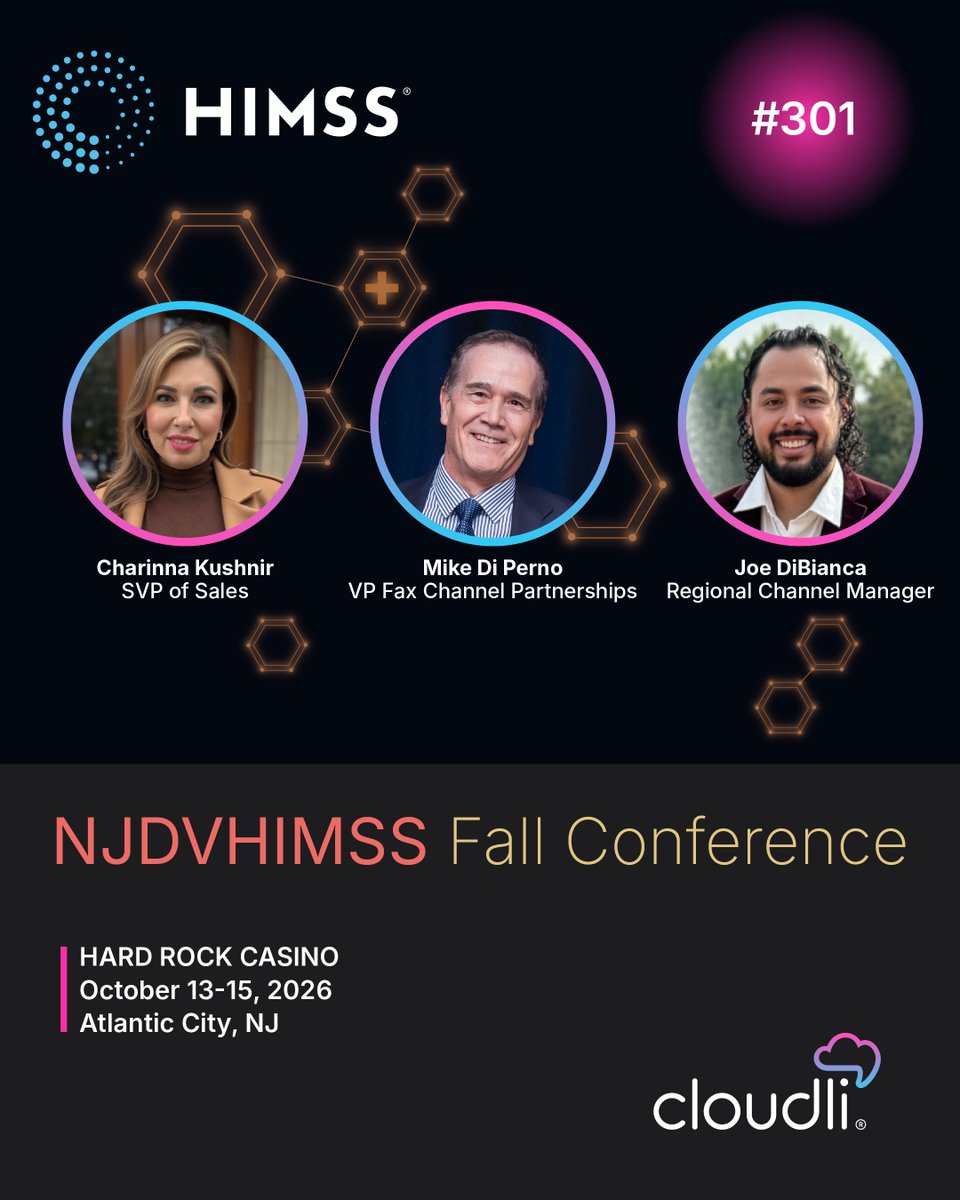 getcloudli's tweet photo. Cloudli is heading to #NJDVHIMSS! Join us Oct. 12–16 in Atlantic City to talk IP-based voice, messaging and mobility, HIPAA-compliant IP fax and flexible healthcare communications.

📍 Booth 301
Explore our solutions: https://t.co/B8MWO17hfJ

#Cloudli #HealthIT https://t.co/Lv8RoZQmia