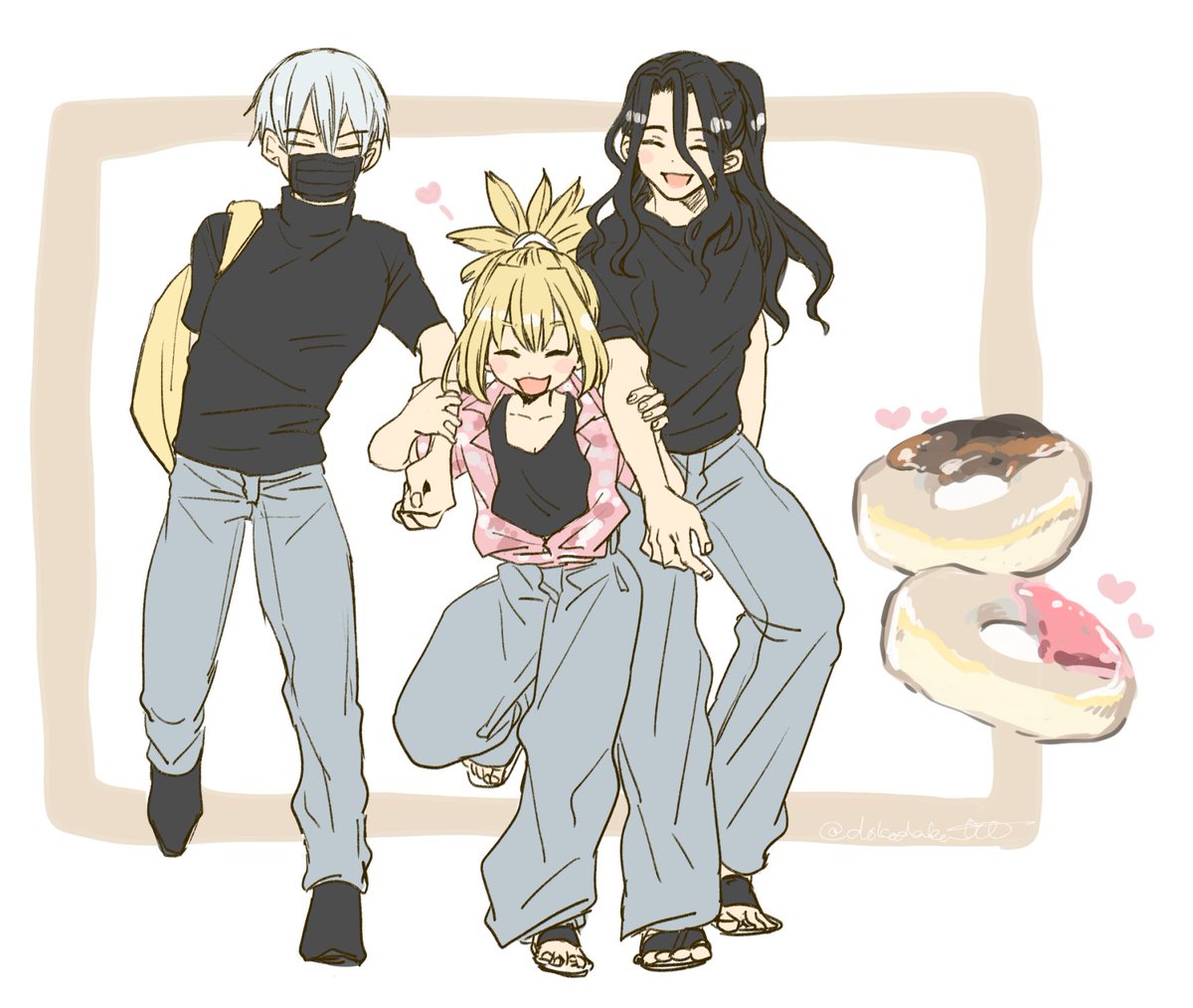 dokodaka000's tweet photo. バトルチーム3人組　買い出し🍩 https://t.co/vZmjWjekAa
