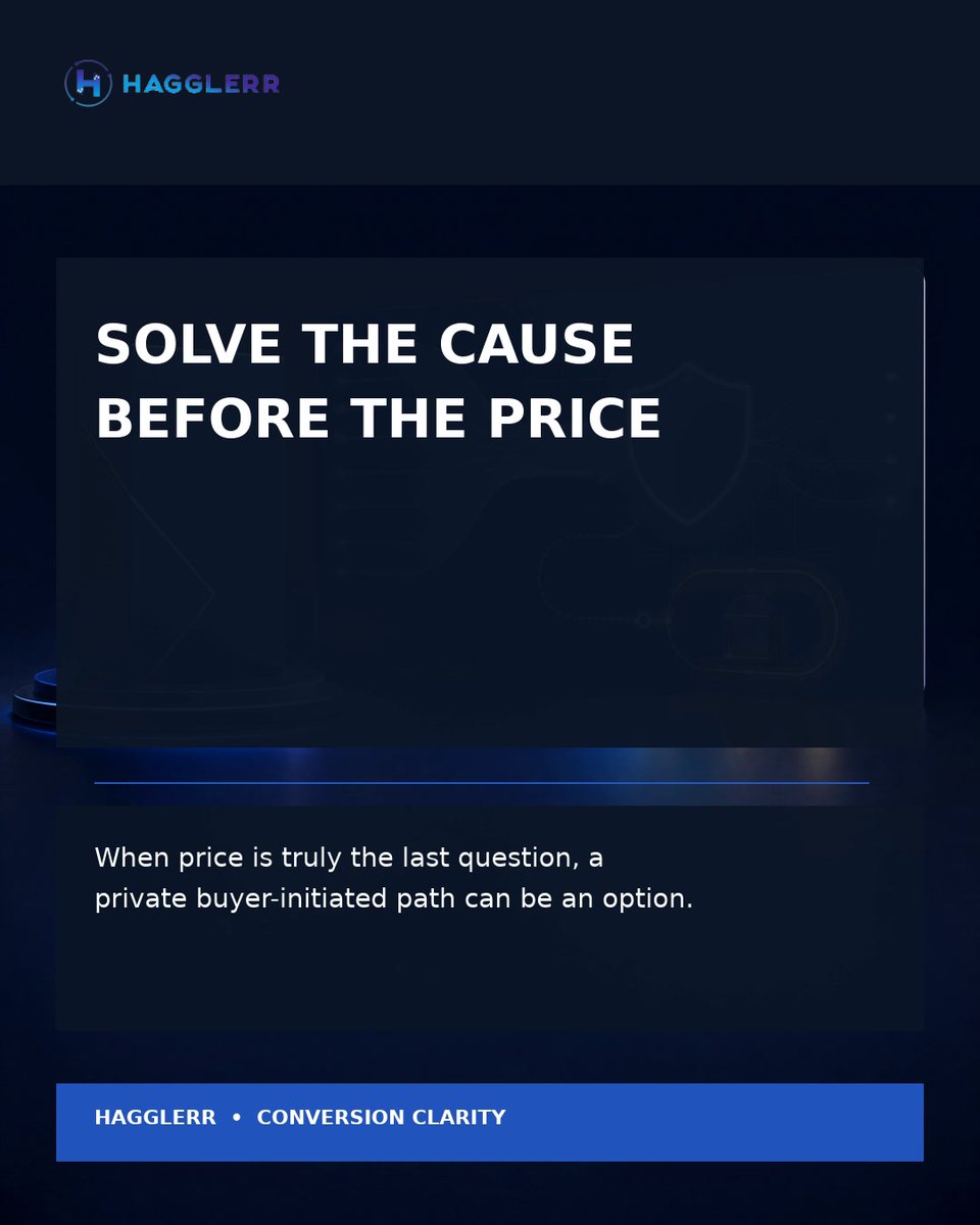 HagglerrApp's tweet photo. When price is genuinely the last unanswered question, a private buyer-initiated conversation can be one controlled option. Hagglerr keeps standard public pricing visible while giving the buyer an alternative path. https://t.co/Acs3380HWD