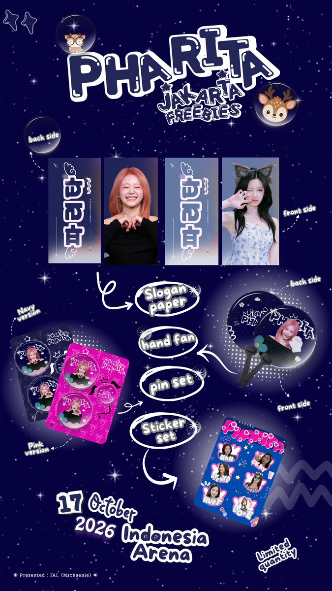 Mschaenie's tweet photo. Pharita Jakarta freebies 🦌
Monstiez nanti ketemu aku yuk tanggal 17 Oktober di Indonesia Arena. 
Aku kasih freebies ini hehe

Limited quantity yaa, see youuuuwww😙🧑🏻‍🩰 https://t.co/YwoaRA0qov