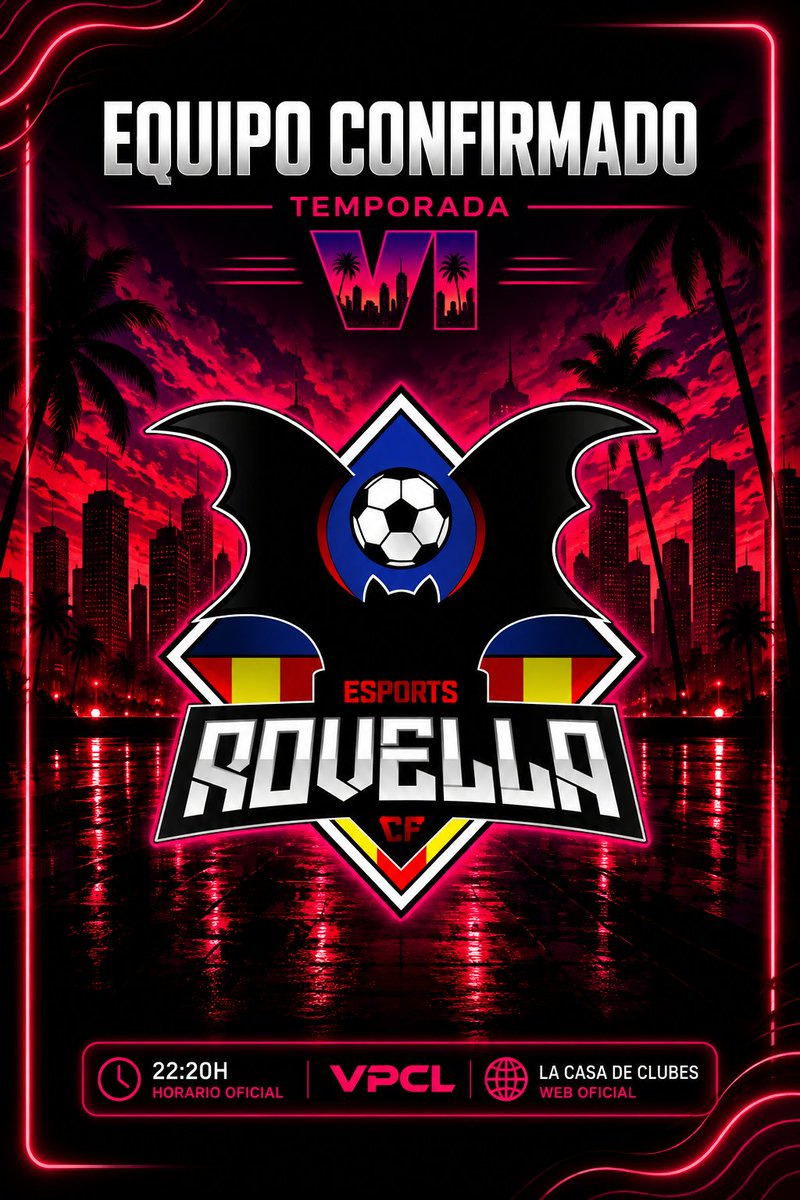VPCL_Spain's tweet photo. 🔥 21º CLUB CONFIRMADO | TEMPORADA VI

🦇 @ROVELLA_ESPORTS se une a VPCL.

Un nuevo club se incorpora a nuestra competición y asegura su plaza para afrontar la Temporada VI.

¿Quién será el próximo en unirse? 👀

#VPCL #ProClubs #eSports https://t.co/FEeuesrSXA