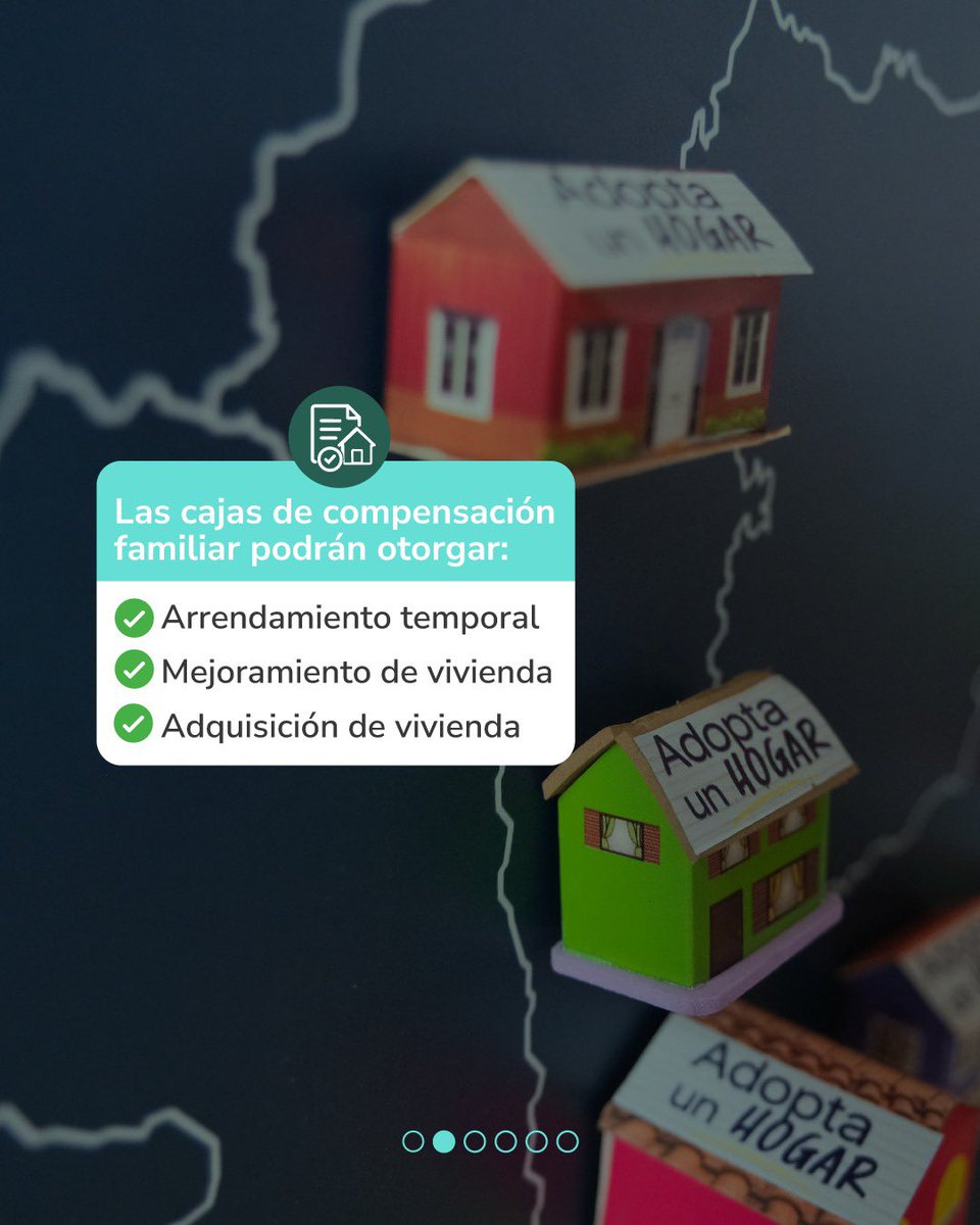 Minvivienda's tweet photo. Las cajas de compensación pueden otorgar: subsidios de arrendamiento temporal, mejoramiento o adquisición de vivienda, de acuerdo con las necesidades de cada familia afectada. https://t.co/pwtSARIT13