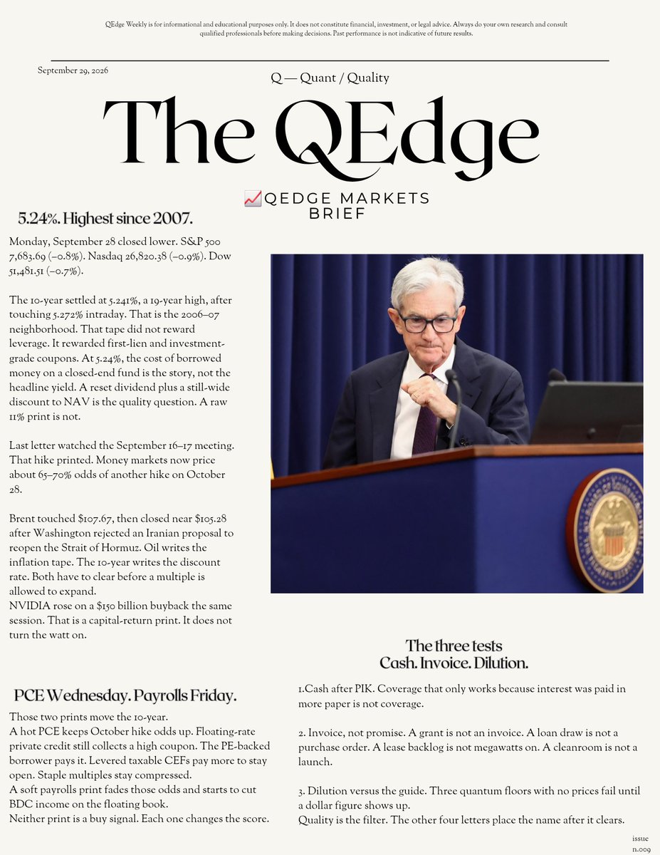 TheQEdge's tweet photo. Q | E | D | G | E
5.24%. Highest since 2007.
Same watt. Second room.
The dollar on the card.
Three layers. One stamp.
The floor that ships.
Read the letter.
#QEDGE #TheEdge #HBAR #SEALSQ #SOFI https://t.co/SFUG4LH6sO