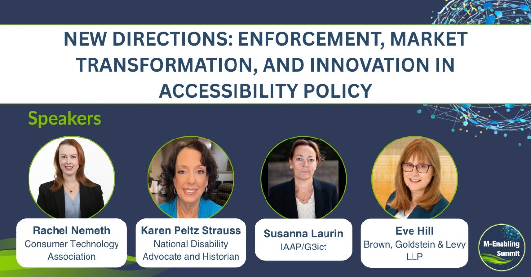 mEnablingSummit's tweet photo. #mEnabling26 Agenda Spotlight | Enforcement, Market Transformation, and Innovation in Accessibility Policy

You can join subject matter experts to examine developments across North America &amp; Europe, including ADA Title II, EAA.

Register: https://t.co/VgSRNDVbUU
#Accessibility https://t.co/fES0AmYupc