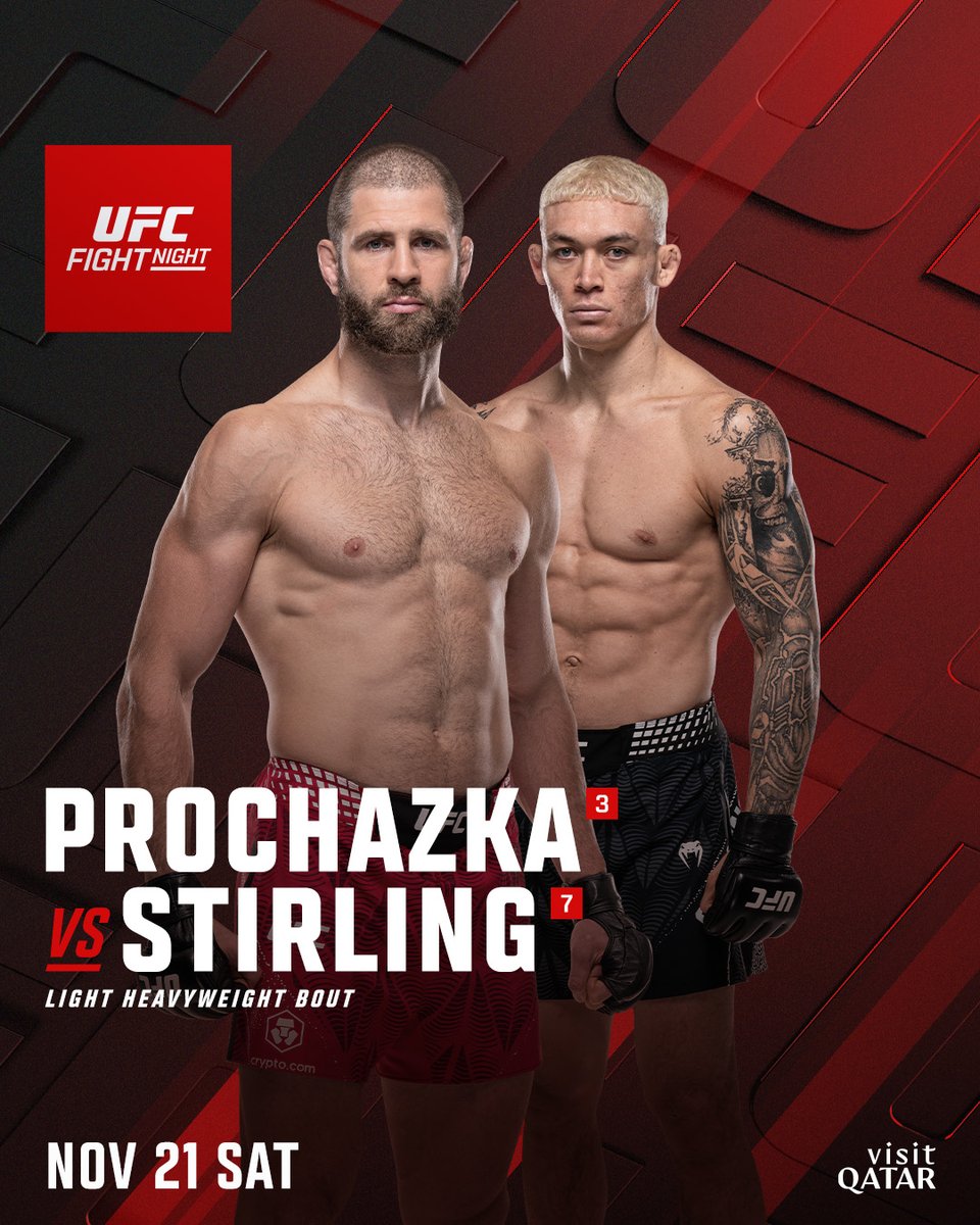 CHAOS GUARANTEED 💥🇨🇿 @​jiri_bjp vs. @​navajostirling  🇳🇿 is your #UFCQatar main event! 🍿

[ LIVE NOV 21 on @​paramountplus ] 
 [📷](https://pbs.twimg.com/