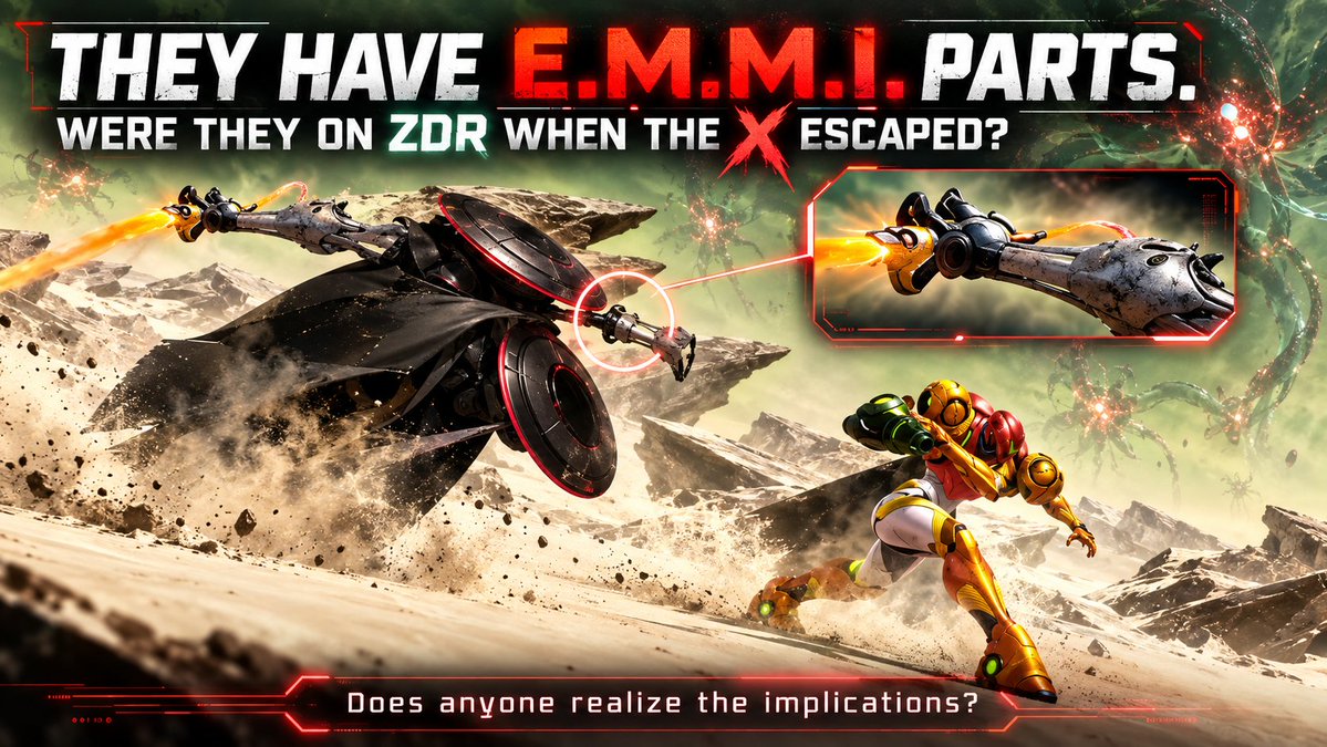 ZenshinDoBro's tweet photo. The Hunters showcased in the Metroid Ravenous trailer have E.M.M.I. parts. Does this mean they were on ZDR at the time of the X outbreak?! This implies they could be infected!
@NintendoAmerica https://t.co/hMX2FotuNr