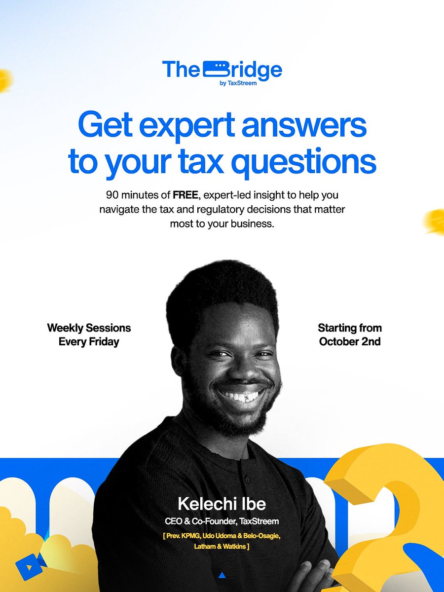 taxstreem's tweet photo. Have tax questions? 

We have answers! 

Join us at The Bridge for 90 minutes of practical answers and jargon free explanation.

CEO, C- Suite exec, Accountant, Tax &amp; Finance managers

Everyone gets a seat. https://t.co/CQwdmmgIxy