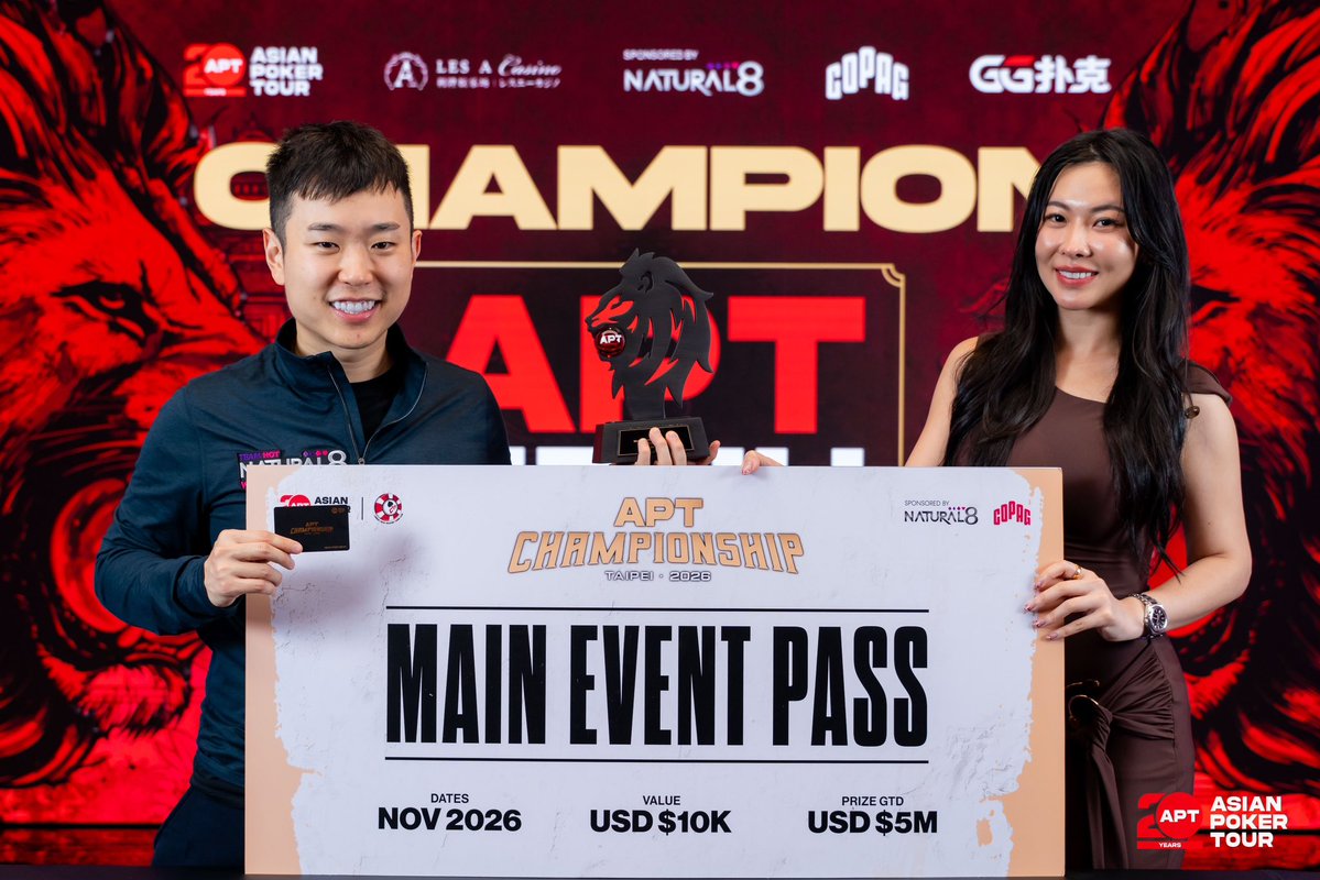 natural8's tweet photo. Congratulations to #Natural8 Team Hot @winpokercouple Nevan Chang on winning APT Jeju 2026 Event #35: Superstar Challenge!
 💰 KRW 451,777,500 (~USD 337K) 🎟️ USD 10K #APTC2026 Main Event Ticket

A huge victory against a record-breaking 51-entry field! ♠️ https://t.co/yRhfc2Liek