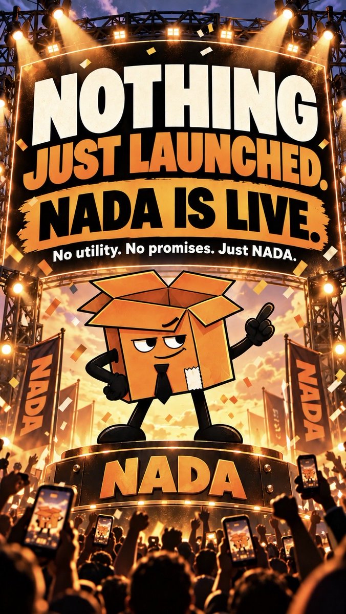 nadacoins's tweet photo. NOTHING just launched.

No utility.
No promises.
No fake roadmap.
Just pure $NADA. 📦

If you’re early, you’re part of it.
If you get it, you get it.

Reply with NOTHING if you’re in.
Repost if you support absolutely nothing. https://t.co/UXZpzYCbAq