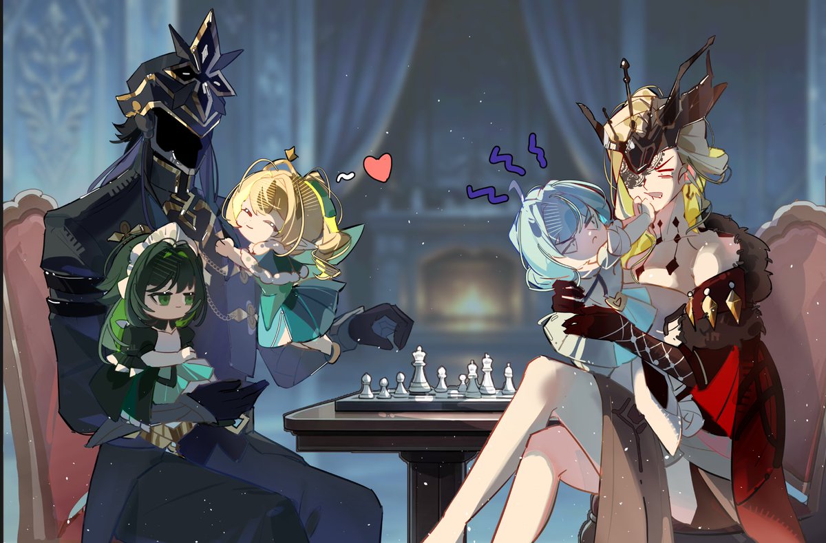 girls881520's tweet photo. The Fatui Harbingers babysitting #genshinimpact https://t.co/j5zi49k8uL