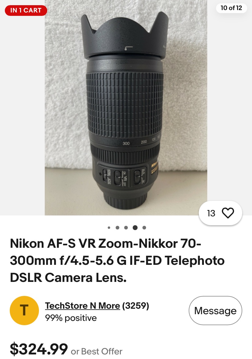 Jviper793's tweet photo. @Green_Komatsu I was actually looking at getting this guy for my nikon d60 I got for around $132 on eBay back in April :D https://t.co/0v4z55DGO1