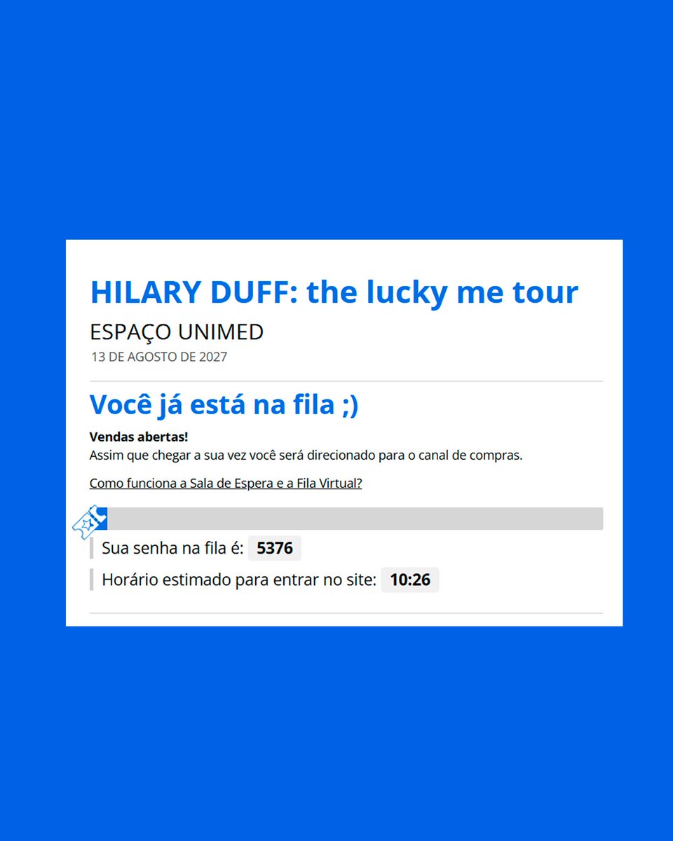 igorogh's tweet photo. OBG, LULA! 🇧🇷 A Ticketmaster agora mostra sua posição na fila e o horário estimado de entrada no site! ❤️‍🔥 https://t.co/rsIWOhGCOs