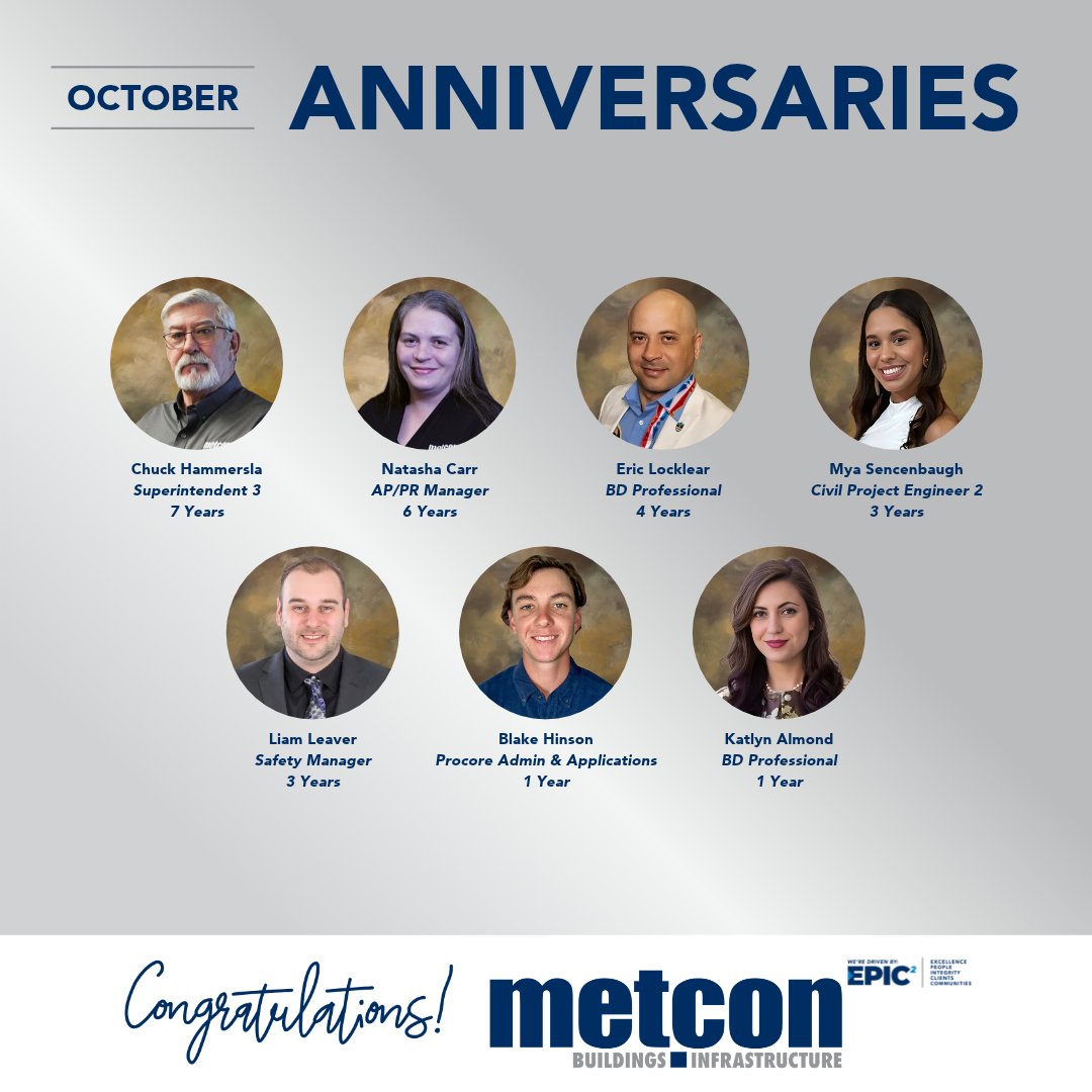 MetconConstruct's tweet photo. 🎉Join us in celebrating a special milestone! Today, we extend our heartfelt congratulations to these individuals on their work anniversary! Your dedication, hard work, and passion have been instrumental in our success, and we are truly grateful for all that you do. https://t.co/MyTPwG0Zew