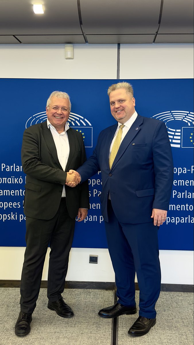 LithuaniaFinMin's tweet photo. A successful Presidency also means building strong cooperation with the European Parliament.

Finance Minister @Taurimas Valys met with MEP @MarkusFerber to exchange views on the financial agenda ahead and discuss cooperation as Lithuania prepares for #LT27EU. 🇱🇹 https://t.co/HP4Prmxu4P