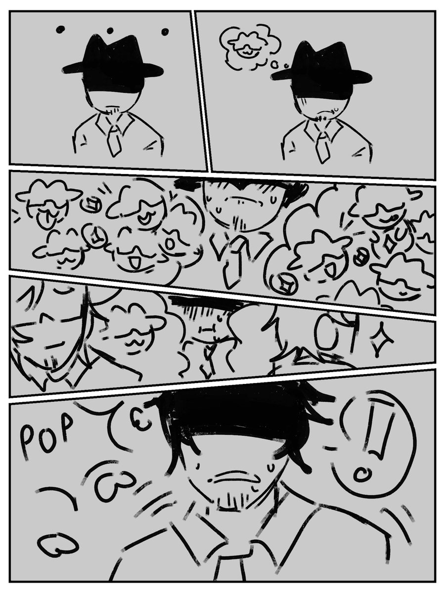 BDman77's tweet photo. He had a good dream. Silent comic episode 2  
#doublefedora https://t.co/JvwHh6uWqq
