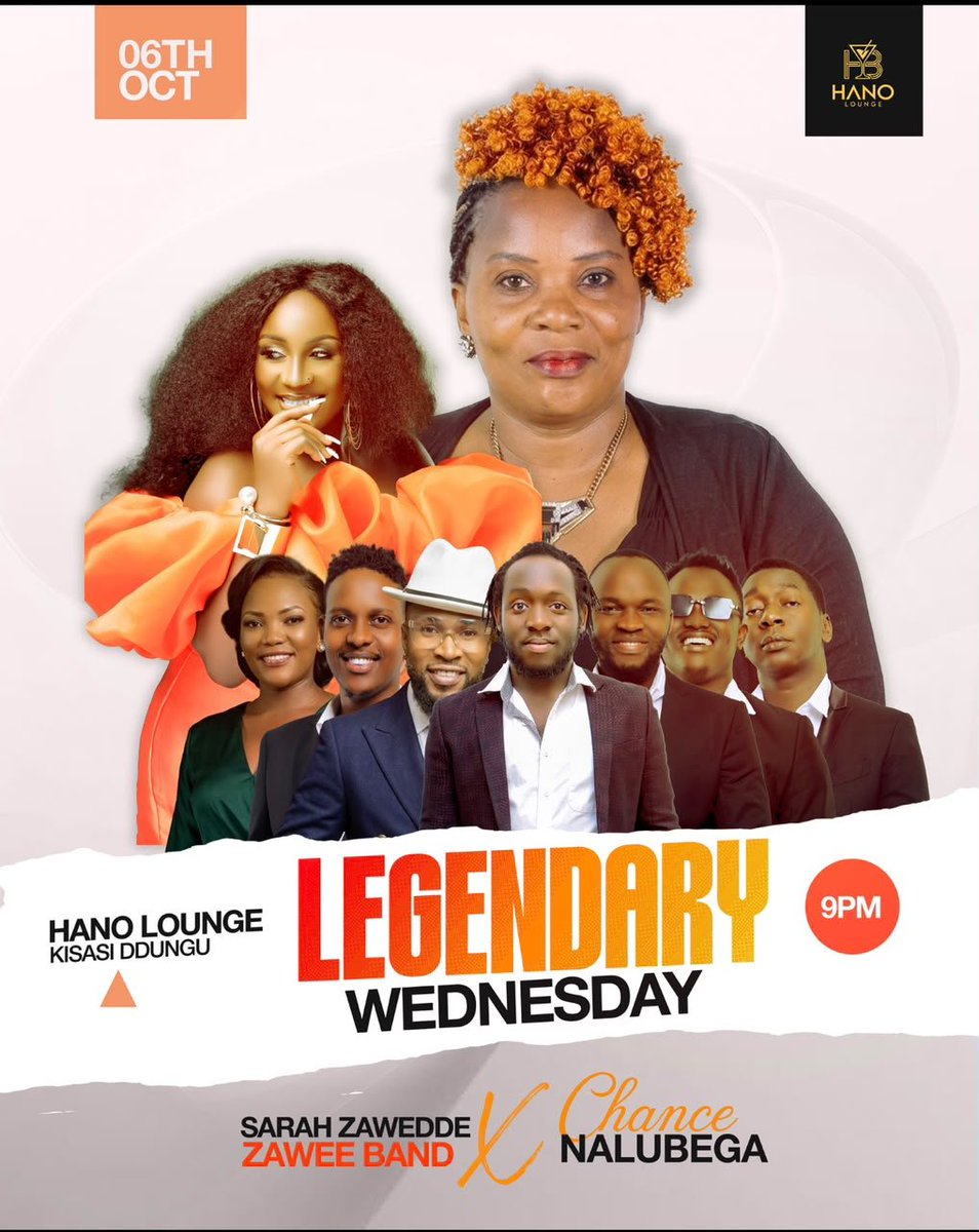 bruno_KUg's tweet photo. Legendary Wednesday featuring Chance Nalubega and Zawee Band at Hano Lounge Tommorow https://t.co/tRMZwusWGZ