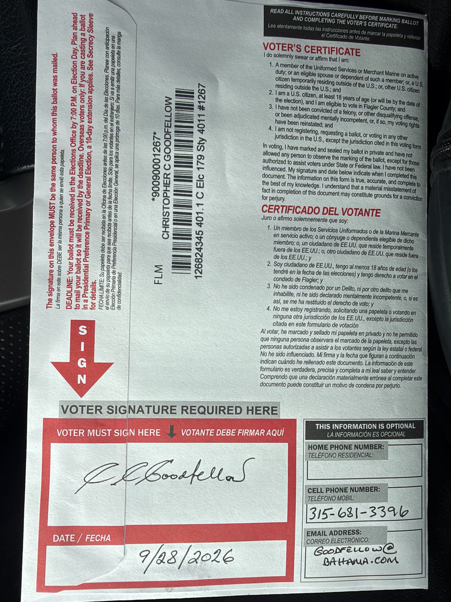 Sibateo's tweet photo. @PaulSGundlach Sent my mail in ballot from Canada yesterday! Vote ! https://t.co/Ep13mgqOgd