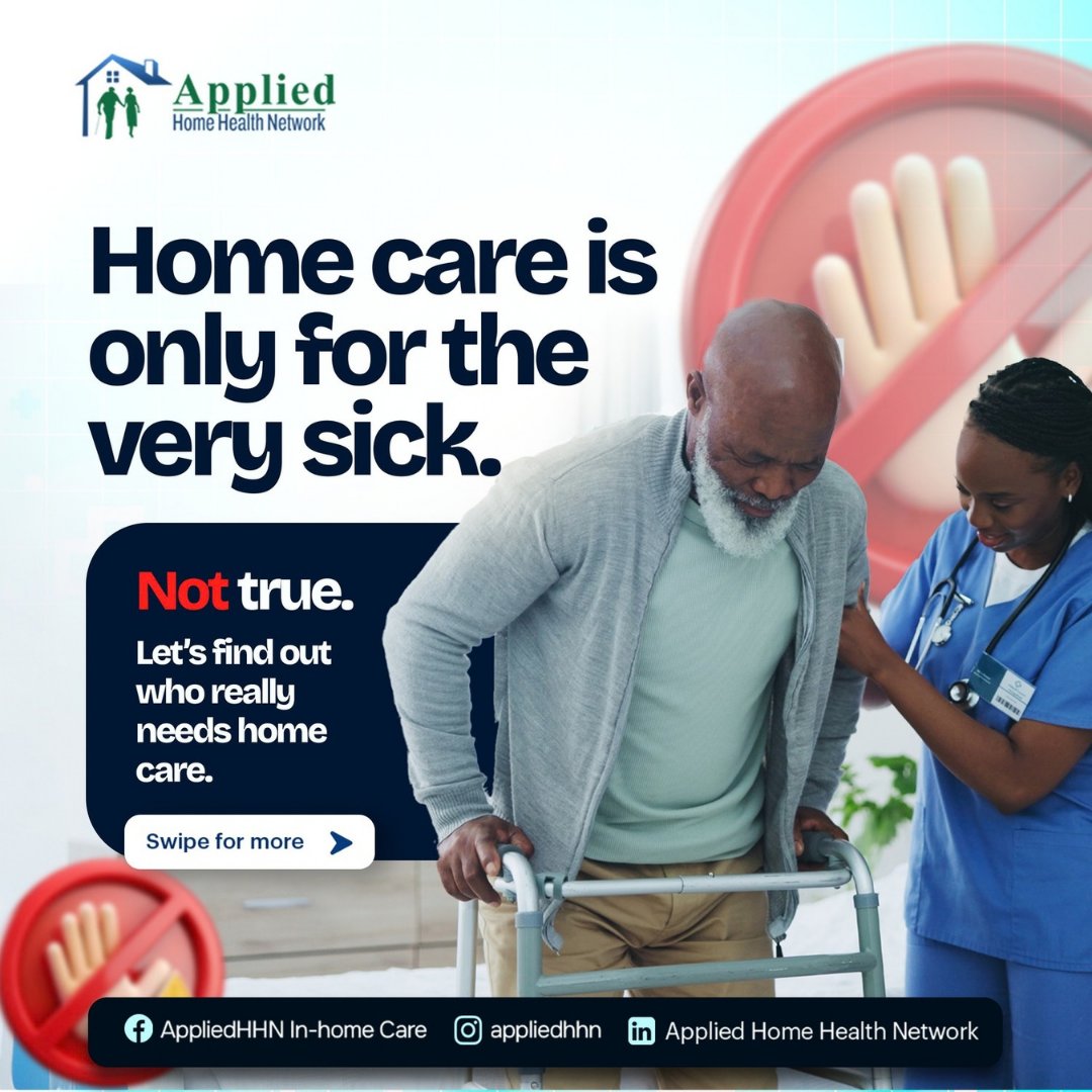 applied_hhn's tweet photo. Home care is only for old people.

That’s one of the biggest misconceptions about home care.

Home care is not defined by age. It’s defined by support.

#HomeCare #Caregiving #HomeHealth #SeniorCare #FamilyCaregivers #Healthcare https://t.co/HOPDKEVcrq