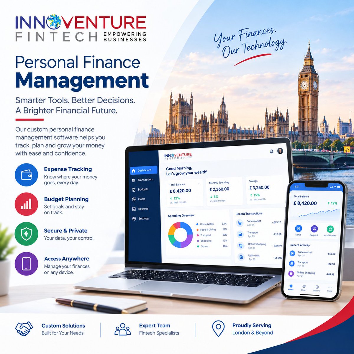 innoventureind's tweet photo. 💳 Personal Finance Management Software Development in London

 Innoventure Fintech Pvt. Ltd. develops custom personal finance management software designed to help users track expenses, manage budgets, and monitor savings.

🌐 https://t.co/90lvJBNlAO

#PersonalFinanceManagement https://t.co/Xd2XZPGkSI