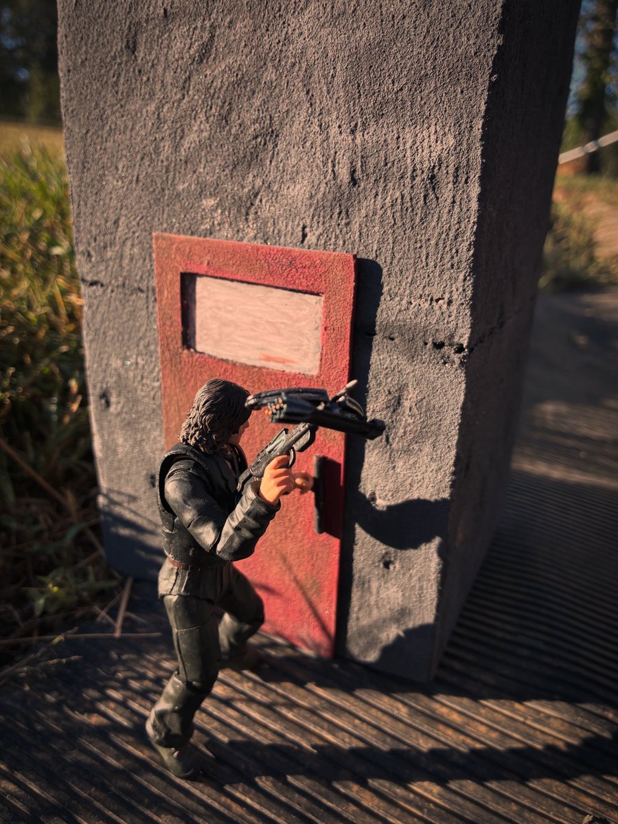Roadkill_Lurch's tweet photo. A custom prison watchtower I made years ago for the McFarlane Walking Dead figures actually works better with the Hiya figures #twd #horror #toyphotography #thewalkingdead #daryldixon https://t.co/TkNqALto4z