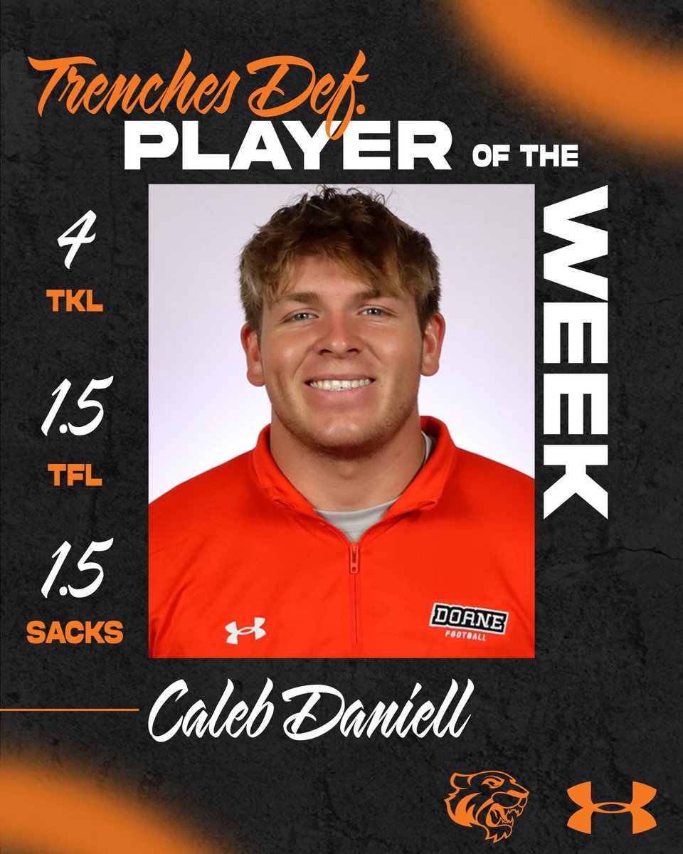 DoaneFootball's tweet photo. Lastly we would shine some spotlight on the big guys getting it done in the Trenches this weekend during the Home Opener against Waldorf 
Offensive Trenches: Francisco Reyes
Defensive Trenches: Caleb Daniell https://t.co/MdPEiQsWlA