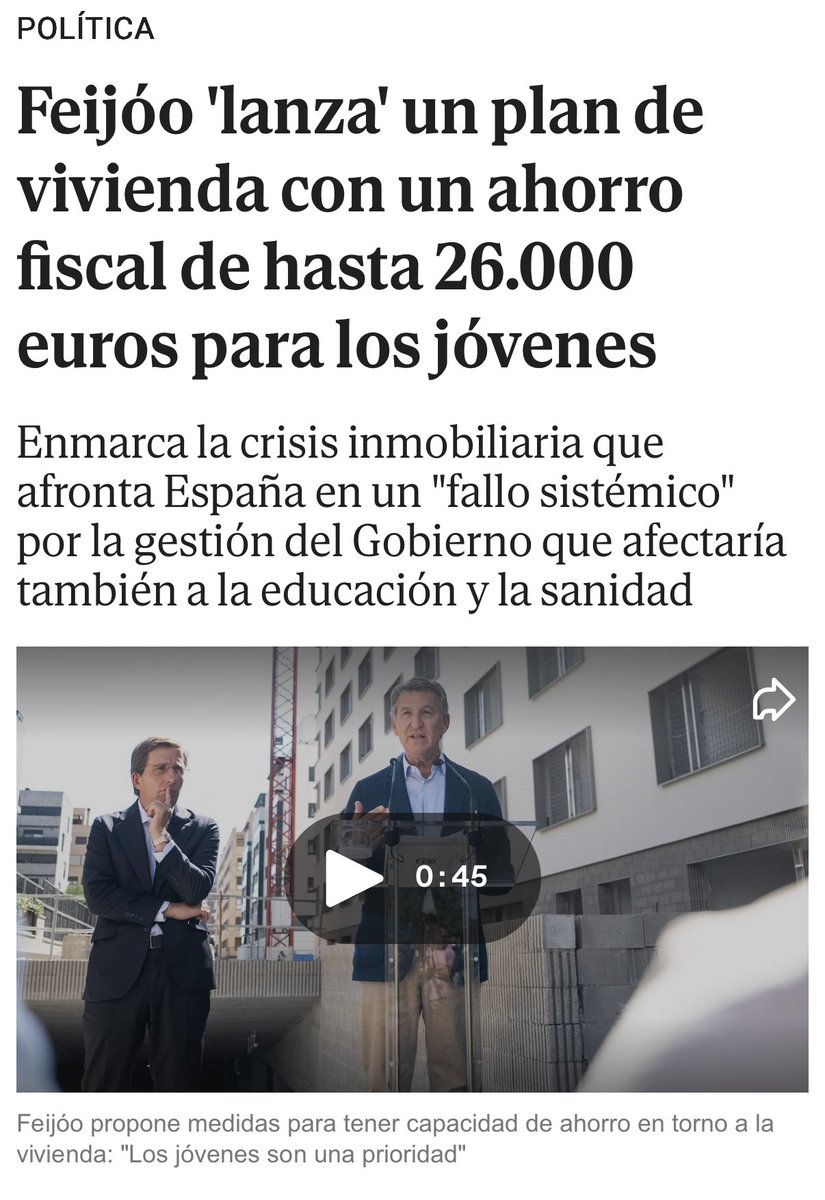 MrtnzAlvrz's tweet photo. Y en la derecha, mientras tanto, qué? 

La vivienda lleva ya casi tres años instalada en lo más alto de las preocupaciones del CIS. Una semana antes del Maricarmenazo, Feijóo salía a presentar un plan que no proponía nada. Unos días después, era el turno de Sémper,  quien salió a contarnos sus planes como ministro de Cultura.

Estas cosas se llaman coste de oportunidad. Se llaman perder el momentum: tener delante una oportunidad política enorme y no saber qué hacer con ella.

En el 2023 les salió muy caro. Es obvio que no han aprendido mucho de aquello.