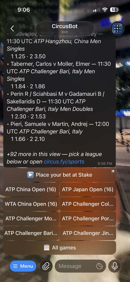 jajaiie_'s tweet photo. this bot is so cool!!  @CircusFYIBot is so useful, you can see upcoming games, leagues, and odds all in one place! https://t.co/xCUKFbt8By