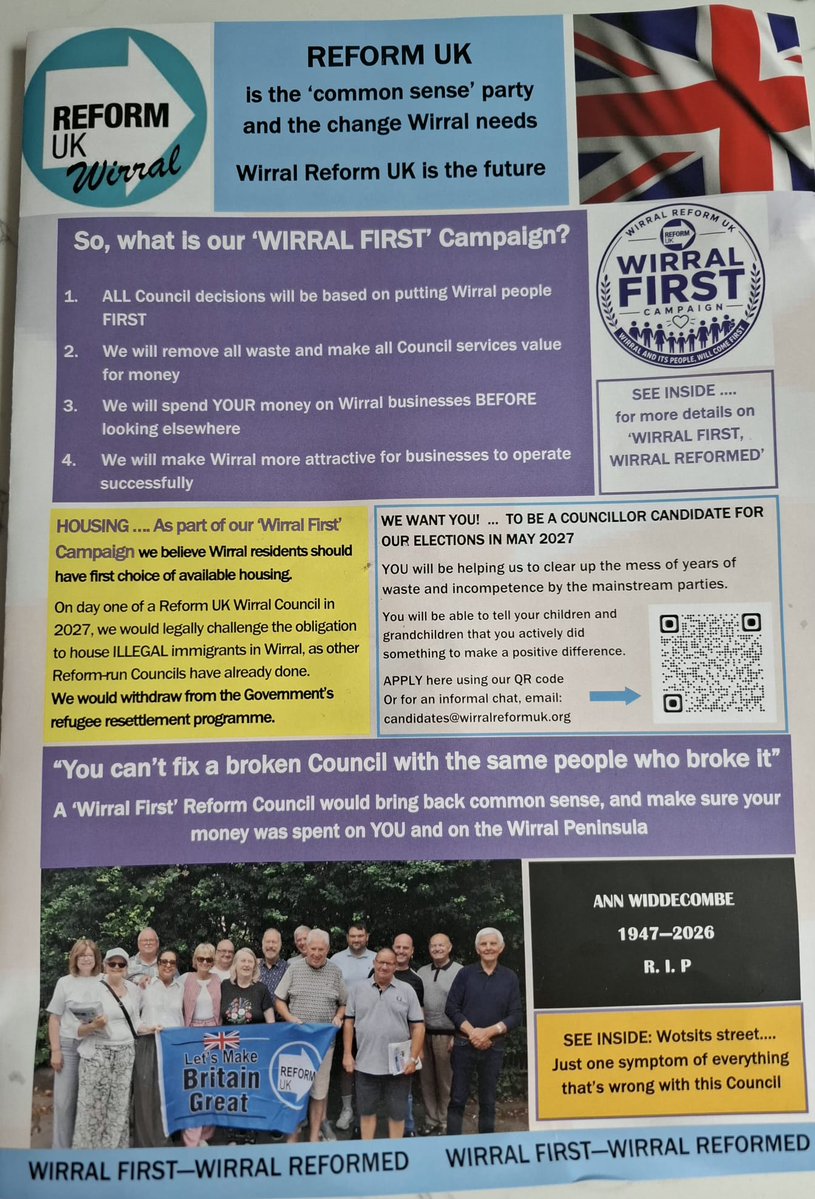 WirralReformUK's tweet photo. Wirral Reform UK are continuing to bring hope to residents of this great peninsula with strong evidence we will restore financial probity, honesty and pride to the Council dealings. It has been run badly for many, many years by both Labour and the Tories; the alleged opposition! https://t.co/Np8VFnwMTd