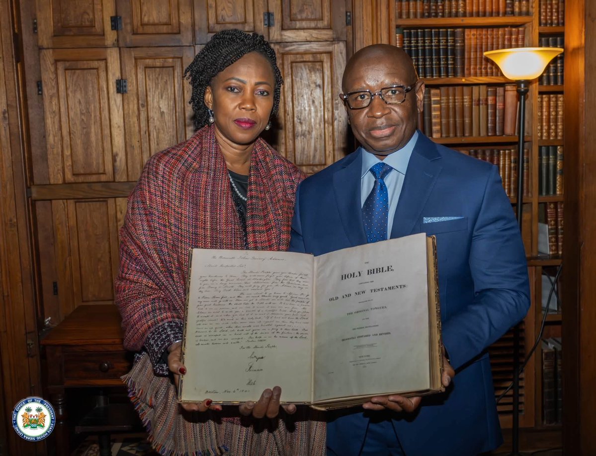 FirstLadyBio's tweet photo. When history is preserved for generations yet unborn, it becomes a beautiful gift to humanity.

It was a profound honour to visit the Adams National Historical Park and see the Mende Bible on display, a powerful reminder of the historic connection between Boston, Massachusetts, and Bonthe in Sierra Leone.

For us, this was far more than a visit to a place of historical significance. It was a deeply touching journey through a shared history of bravery, dedication, compassion and the enduring pursuit of freedom.

Standing in a place where the stories of our Sierra Leonean compatriots who paved the way for generations to come are preserved was deeply moving. The courage of the Africans aboard the Amistad, the story of Sengbe Pieh, and the compassion and conviction associated with President John Quincy Adams all form part of a remarkable chapter in the history of the struggle for freedom and human dignity.

I was especially honoured to make this visit alongside my husband, H.E. President Julius Maada Bio, who himself hails from Bonthe, Sierra Leone. For both of us, the connection between Bonthe and this historic place in Massachusetts carries a very special meaning.

To see a piece of our heritage preserved here, allowing people from across the world to learn, reflect and remember, is truly touching.

We honour those who came before us, whose courage opened doors for generations yet unborn. Their stories remind us that the pursuit of freedom, dignity and justice transcends borders and generations.

From Boston to Bonthe, this history continues to connect our peoples.

With gratitude, pride and love for Sierra Leone. 🇸🇱

FMB