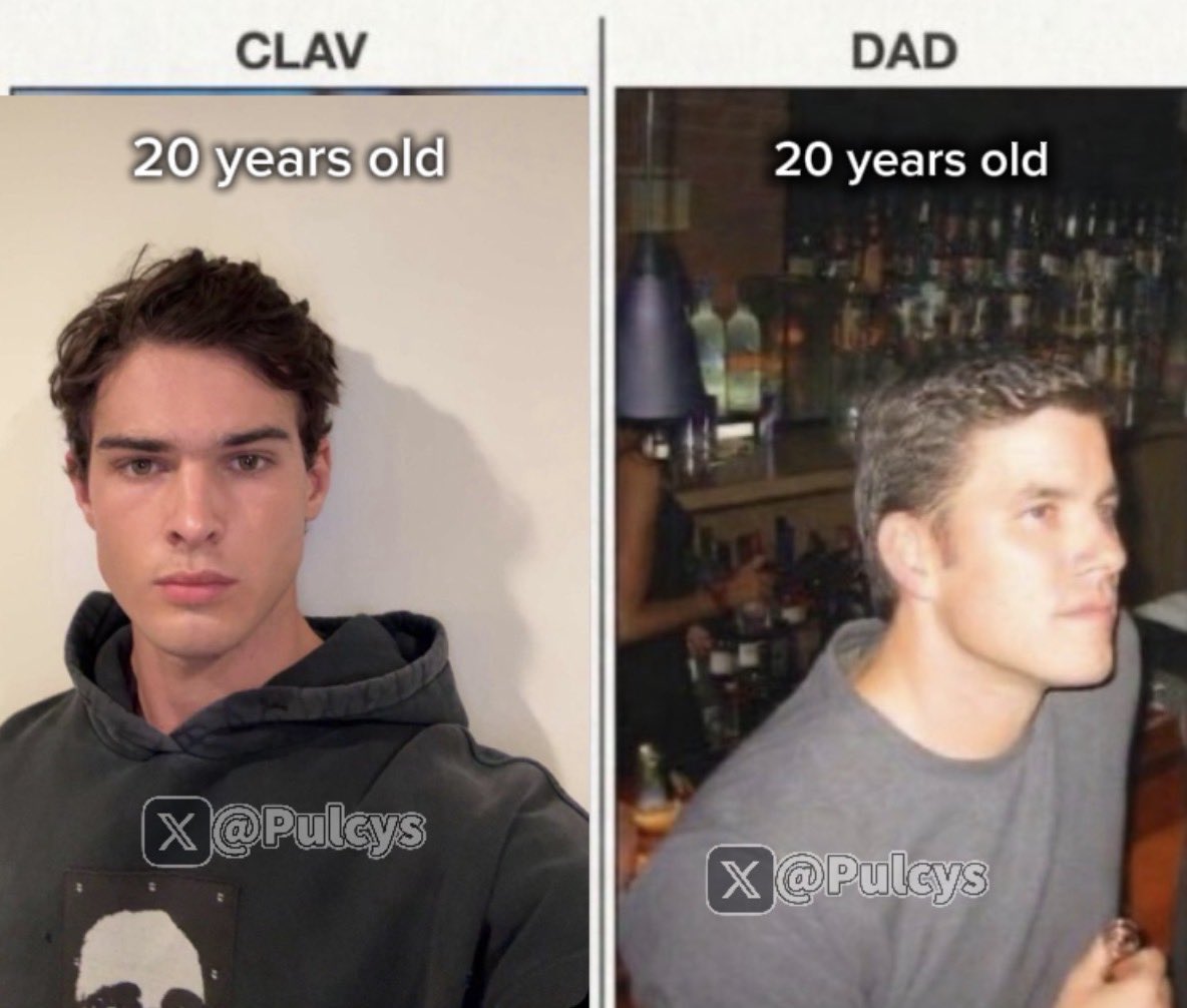 Pulcys's tweet photo. Fans are SHOCKED after comparing Clavicular and his dad side by side at the same age 👀 https://t.co/PHTzloX4Jd