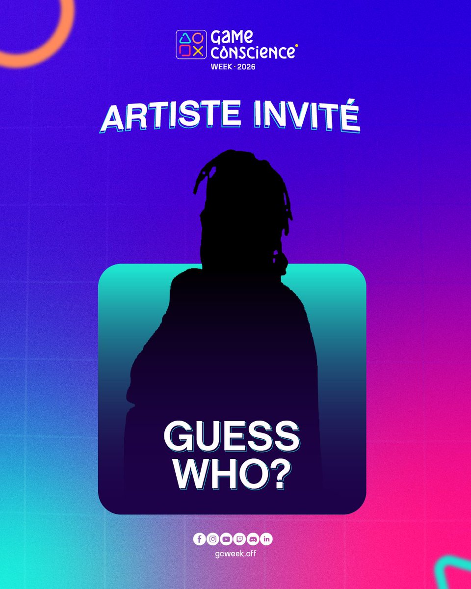 gcweekOff's tweet photo. GUESS WHO ?
Devinez qui c'est...🔥
GAME CONSCIENCE WEEK 2026
📅 Du 30.10 au 01.11.2026
📍 Institut Français & Majestic Wologuèdè
#GCW2026 #GameConscienceWeek #eSportBénin #GamingBénin #GuessWho https://t.co/94OhTOobJo