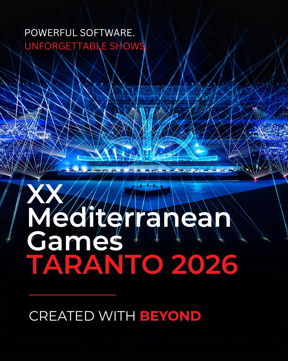 PangolinSystems's tweet photo. From programming and projection zones to timecode, live control &amp; custom redundancy. ⚡

Pangolin BEYOND was at the center of LSR Labs’ laser production for the XX Mediterranean Games Taranto 2026.

🔥 Read the full case study: https://t.co/L0KQgact6s https://t.co/c3Ll3h7TyC