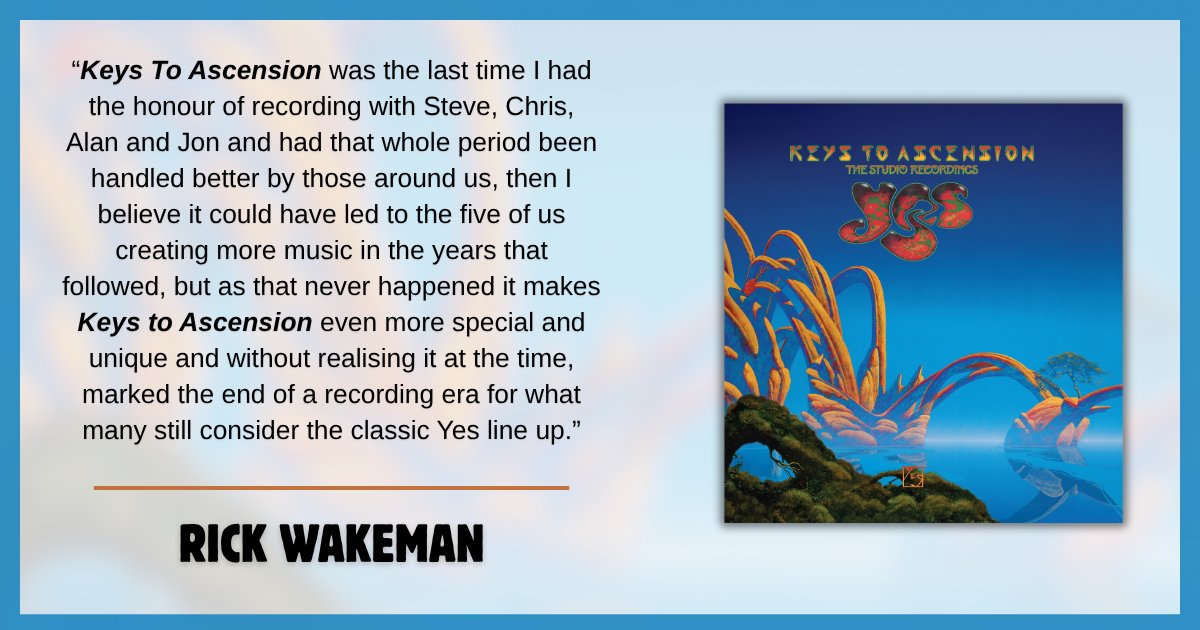 yesofficial's tweet photo. Keys To Ascension: The Studio Recordings is available to pre-order now on gatefold 2LP, limited edition yellow 2LP (available exclusively at the Official YES Store), and 1CD formats.

Pre-order now: https://t.co/Zym92jWUPo https://t.co/ZloGT68GXc